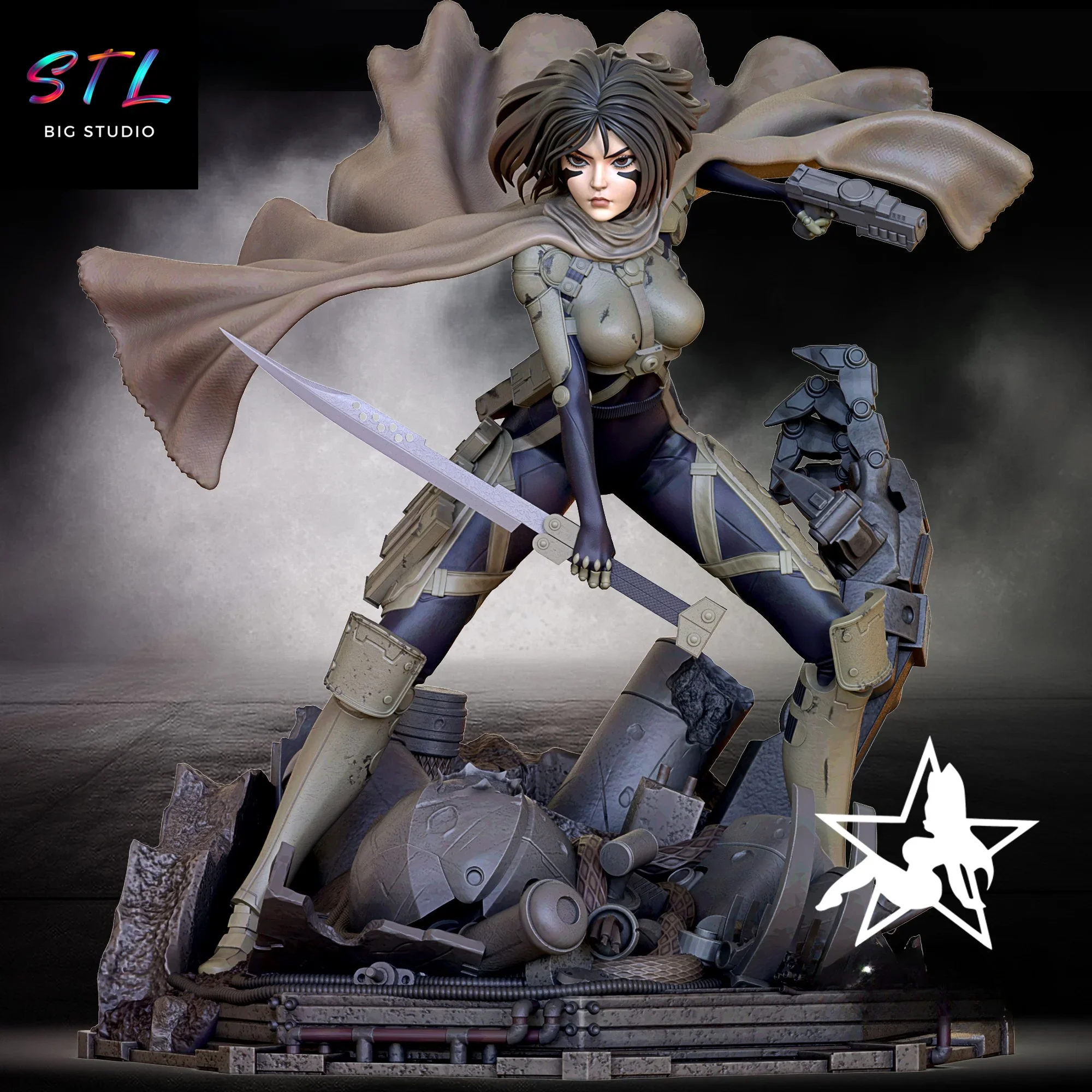alita battle angel stl impresion 3d diorama