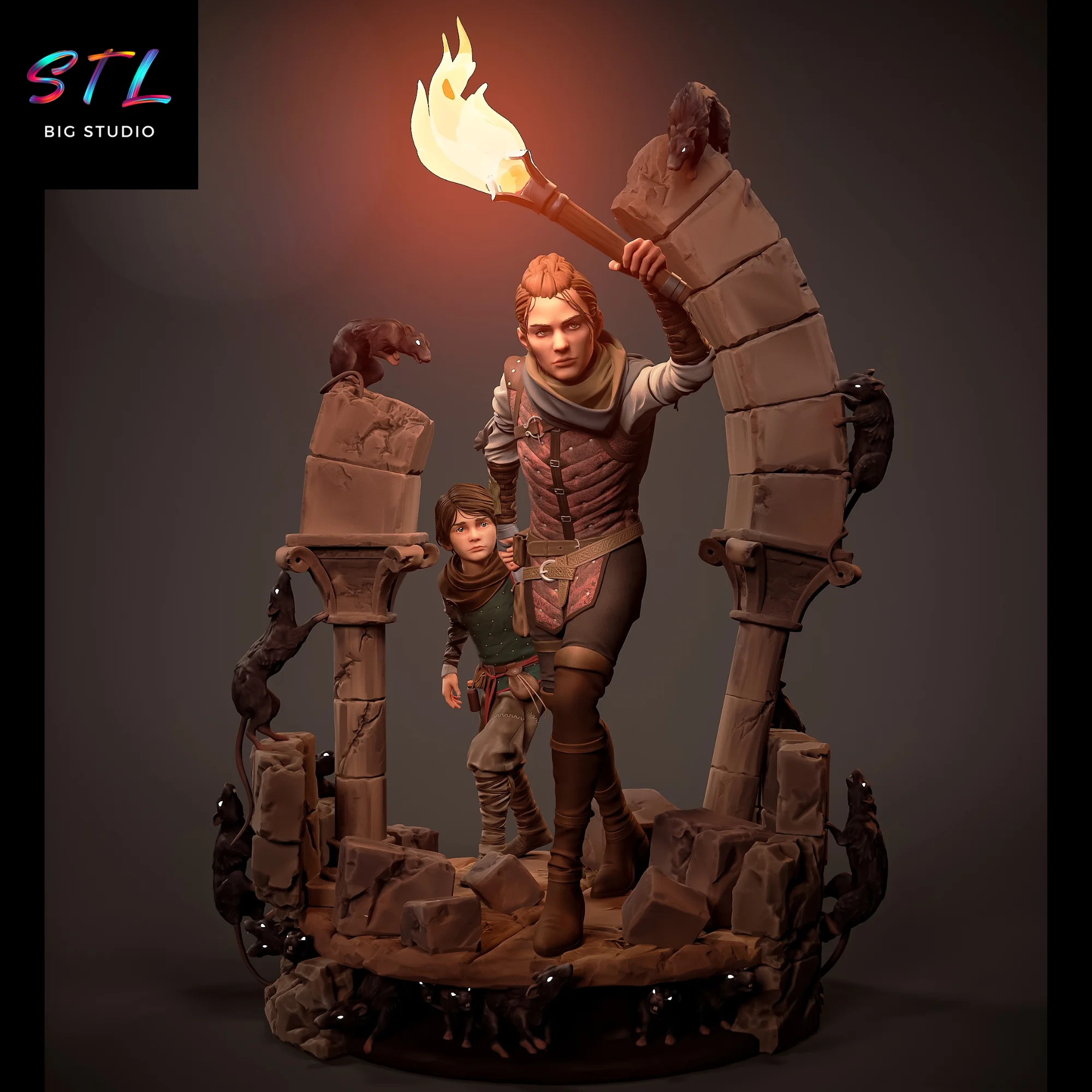 amicia y hugo stl a plague tale para impresion 3d
