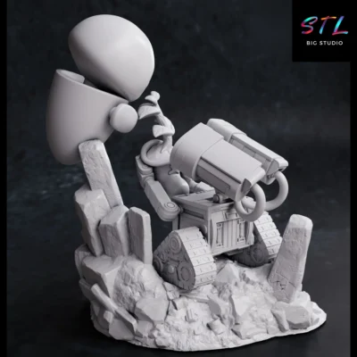 animacion stl wall-e con eve diorama impresion 3d