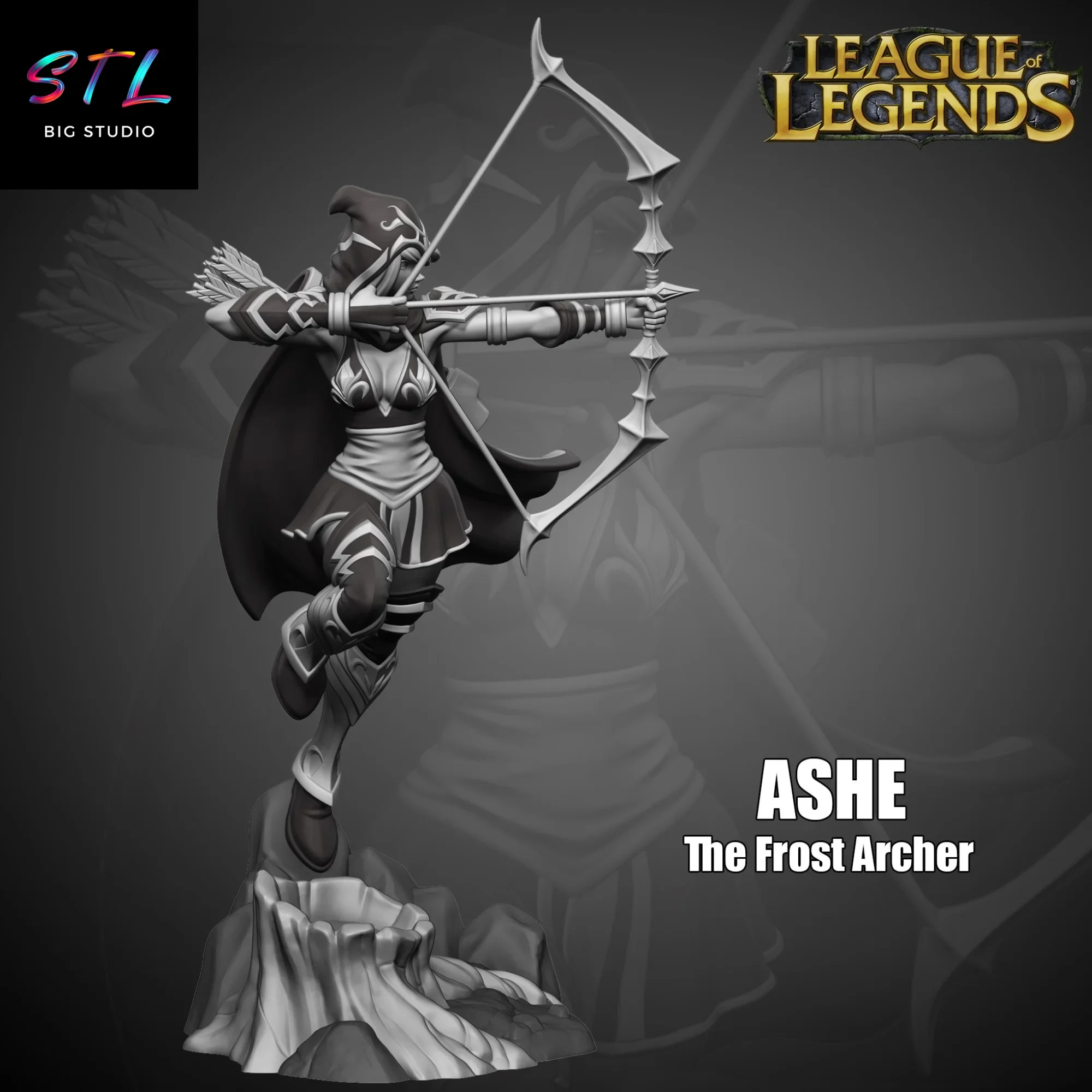 ashe stl league of legends impresion 3d