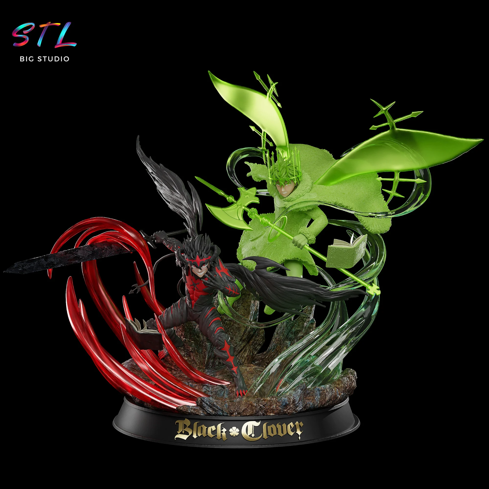 asta y yuno stl black clover impresion 3d