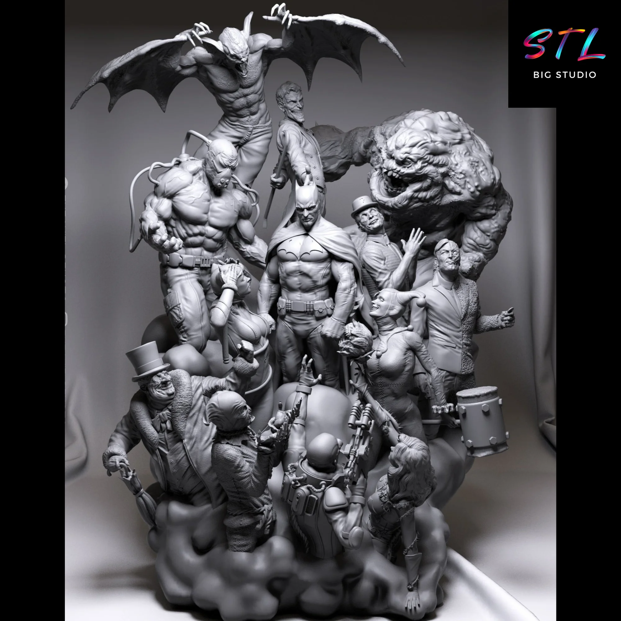 batman stl diorama con enemigos impresion 3d