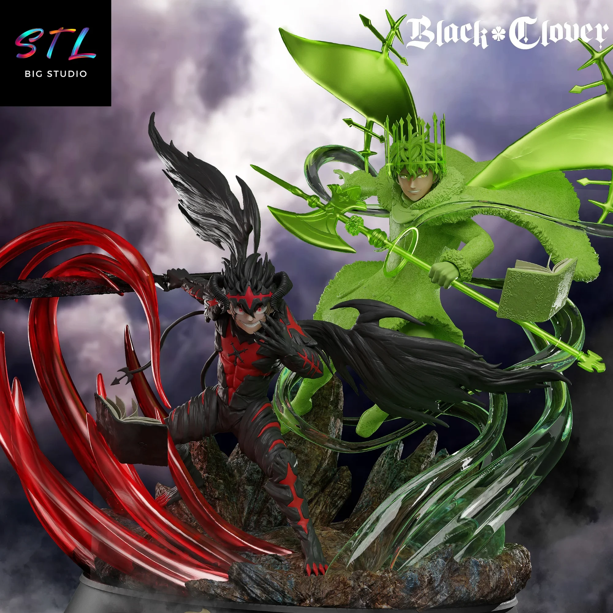 black clover stl asta y yuno figura impreison 3d black clover stl asta y yuno figura impreison 3d