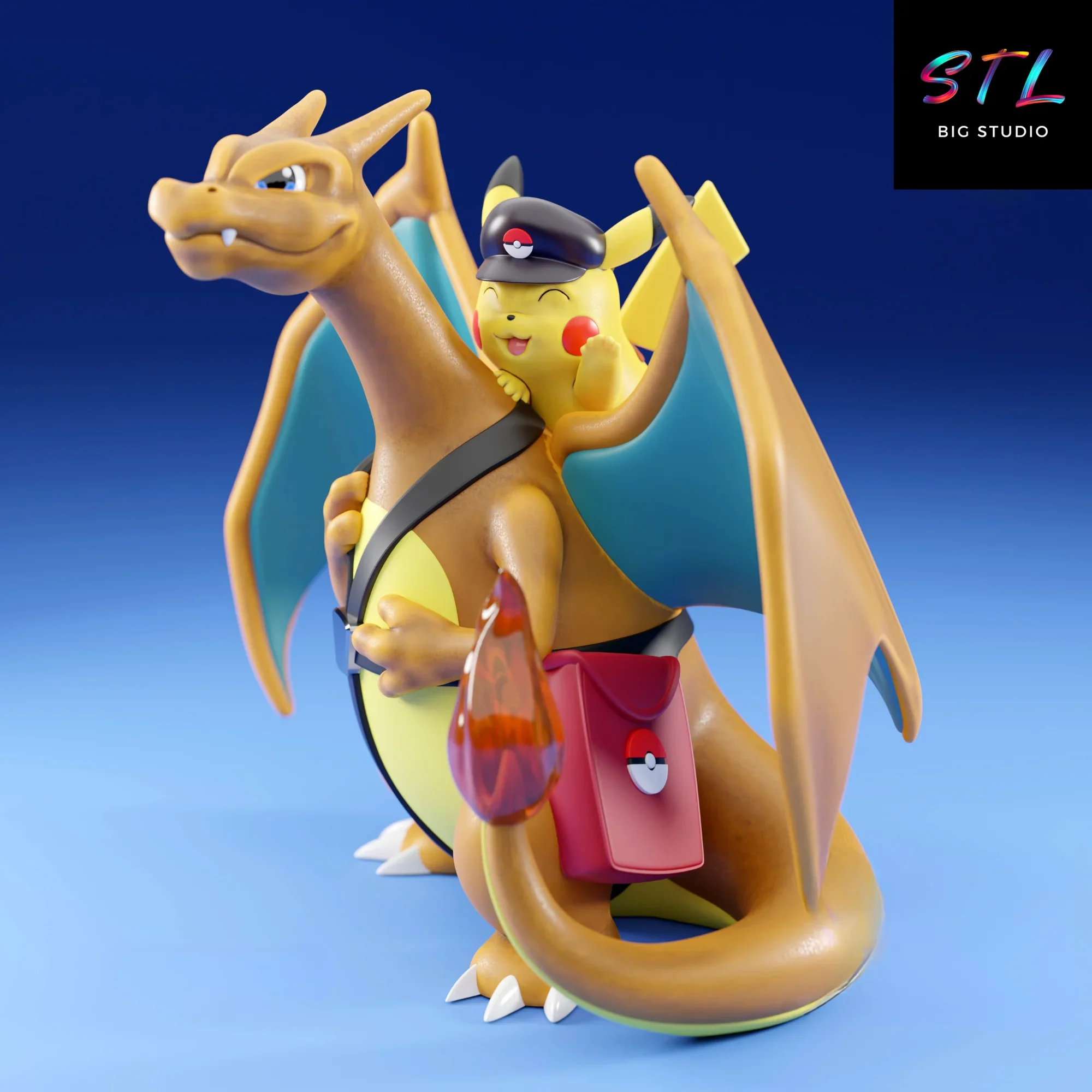 charizard y pikachu stl impresion 3d pokemon