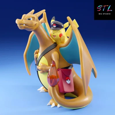 charizard y pikachu stl impresion 3d pokemon
