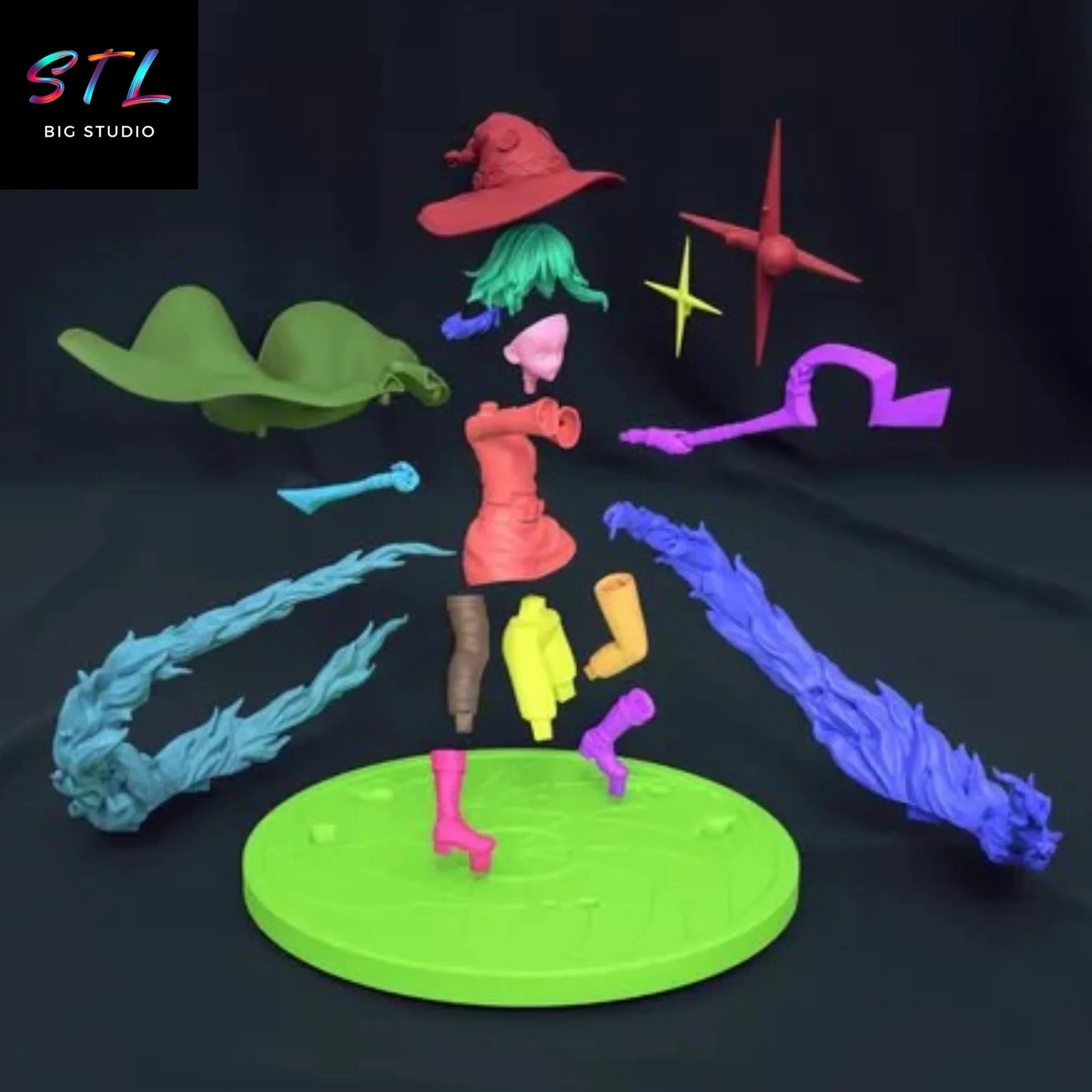 chica anime stl hechicera 3d chica anime stl hechicera 3d