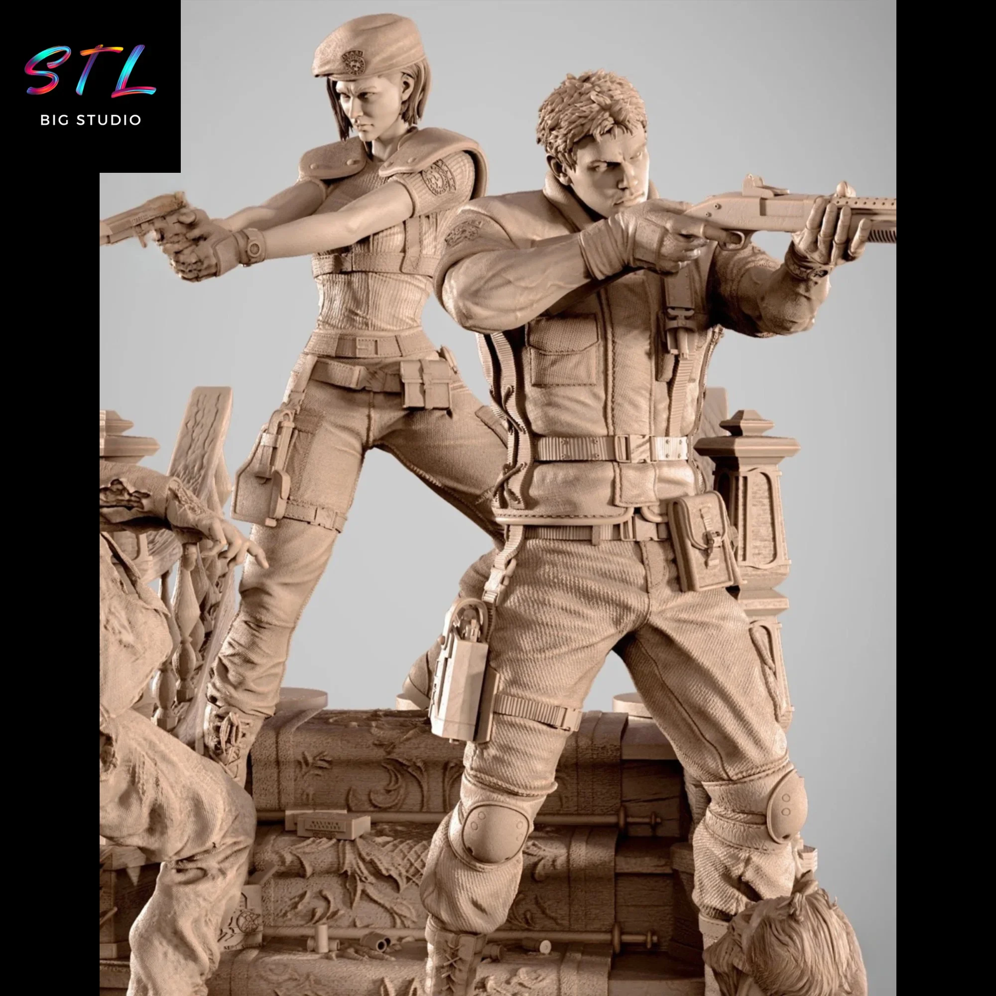 chris redfield y jill valentine stl resident evil impresion 3d chris redfield y jill valentine stl resident evil impresion 3d