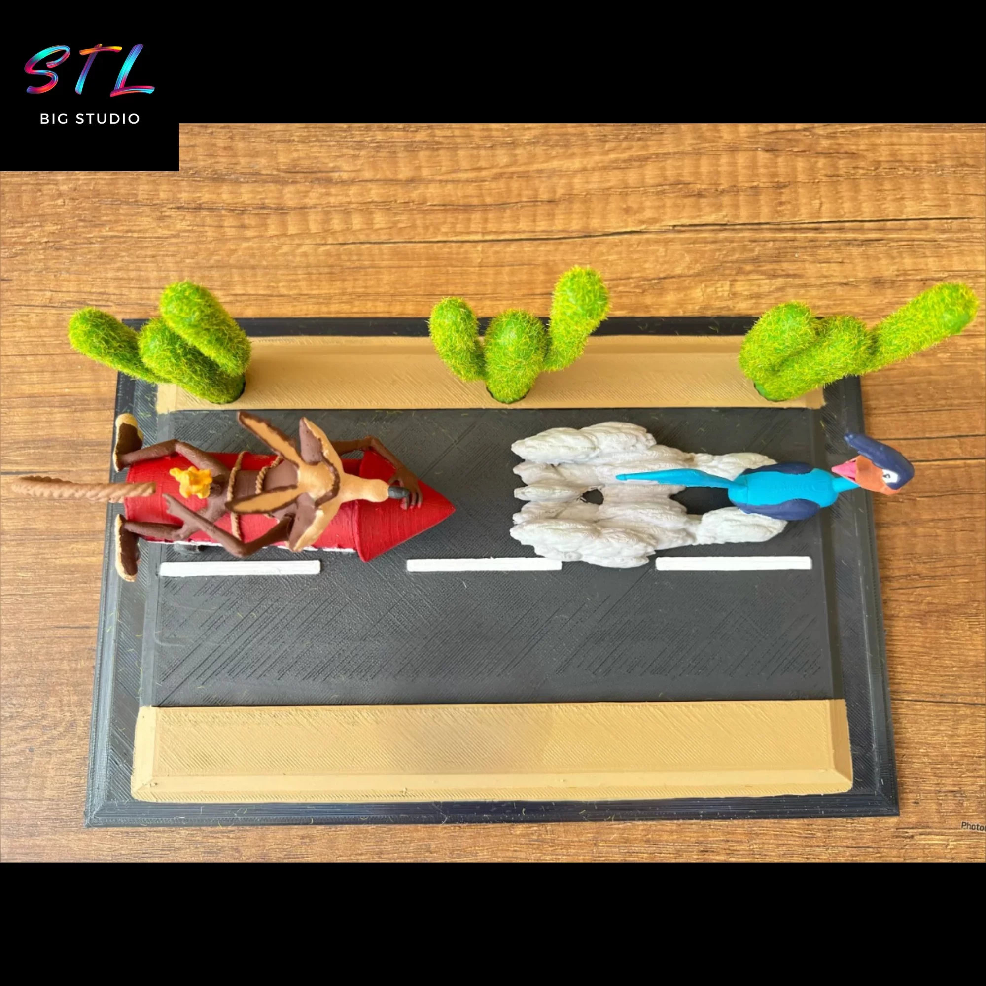 correcaminos y coyote stl diorama impresion 3d correcaminos y coyote stl diorama impresion 3d