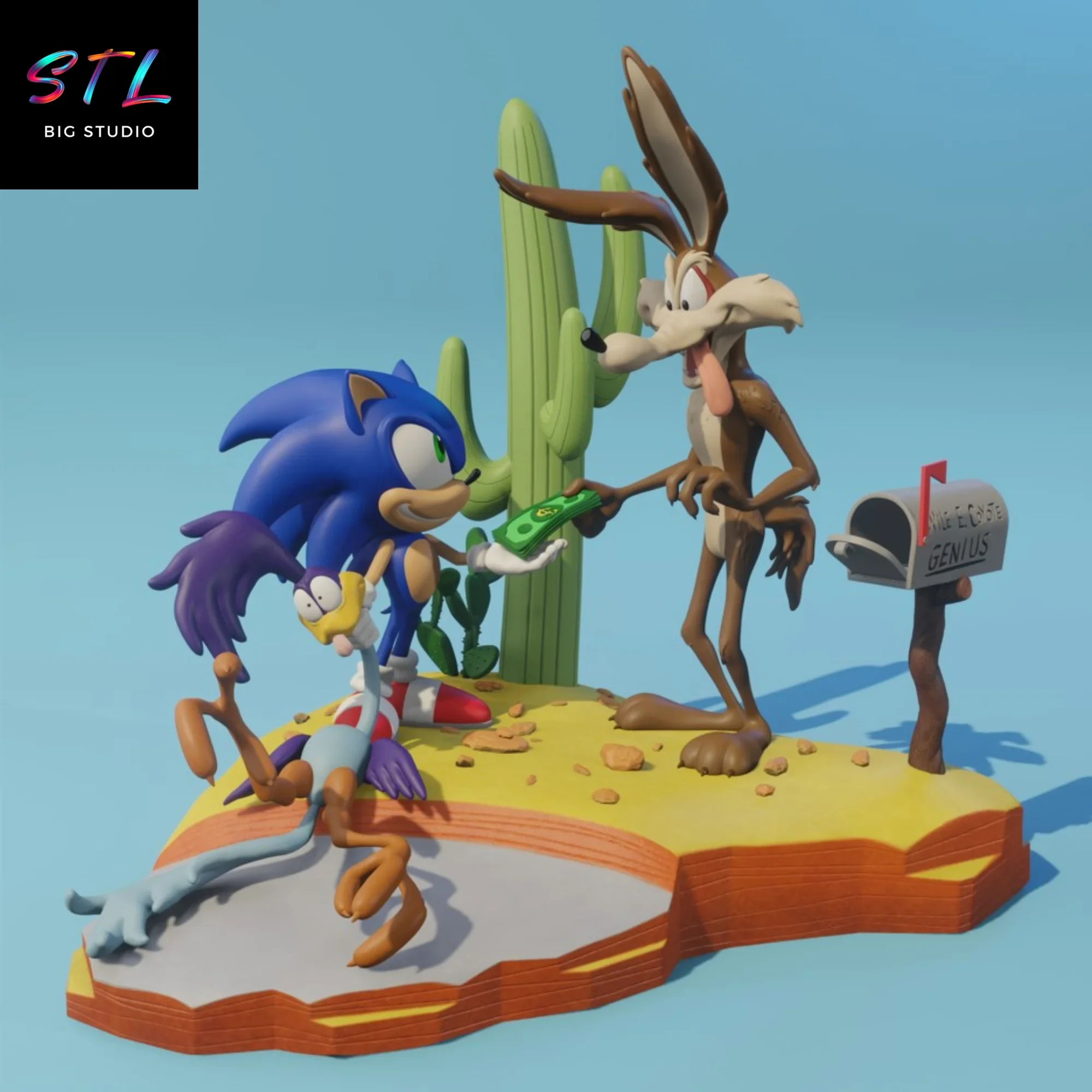 coyote revenge stl impresion 3d sonic vs looney tunes