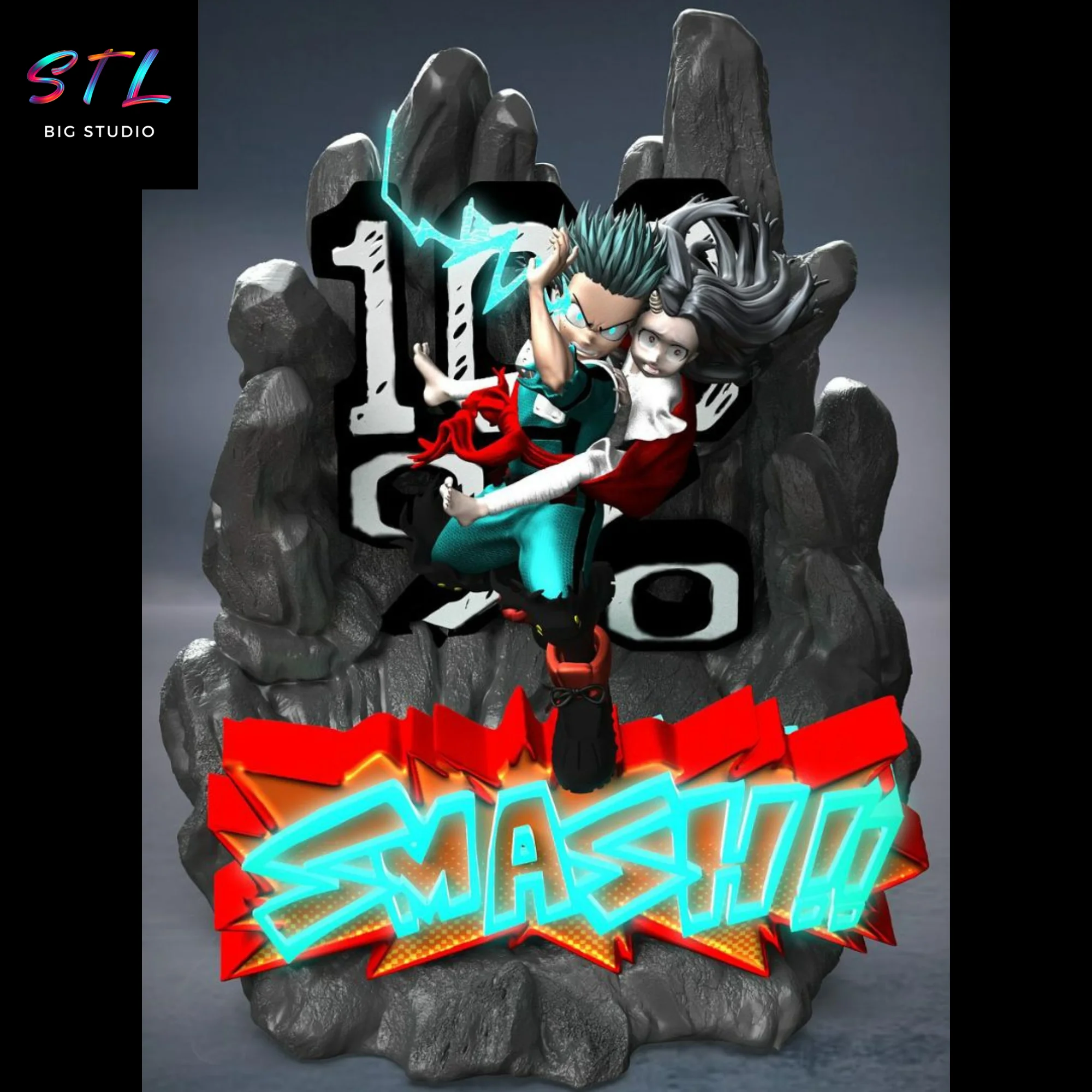 deku y eri stl my hero academia diorama impresion 3d