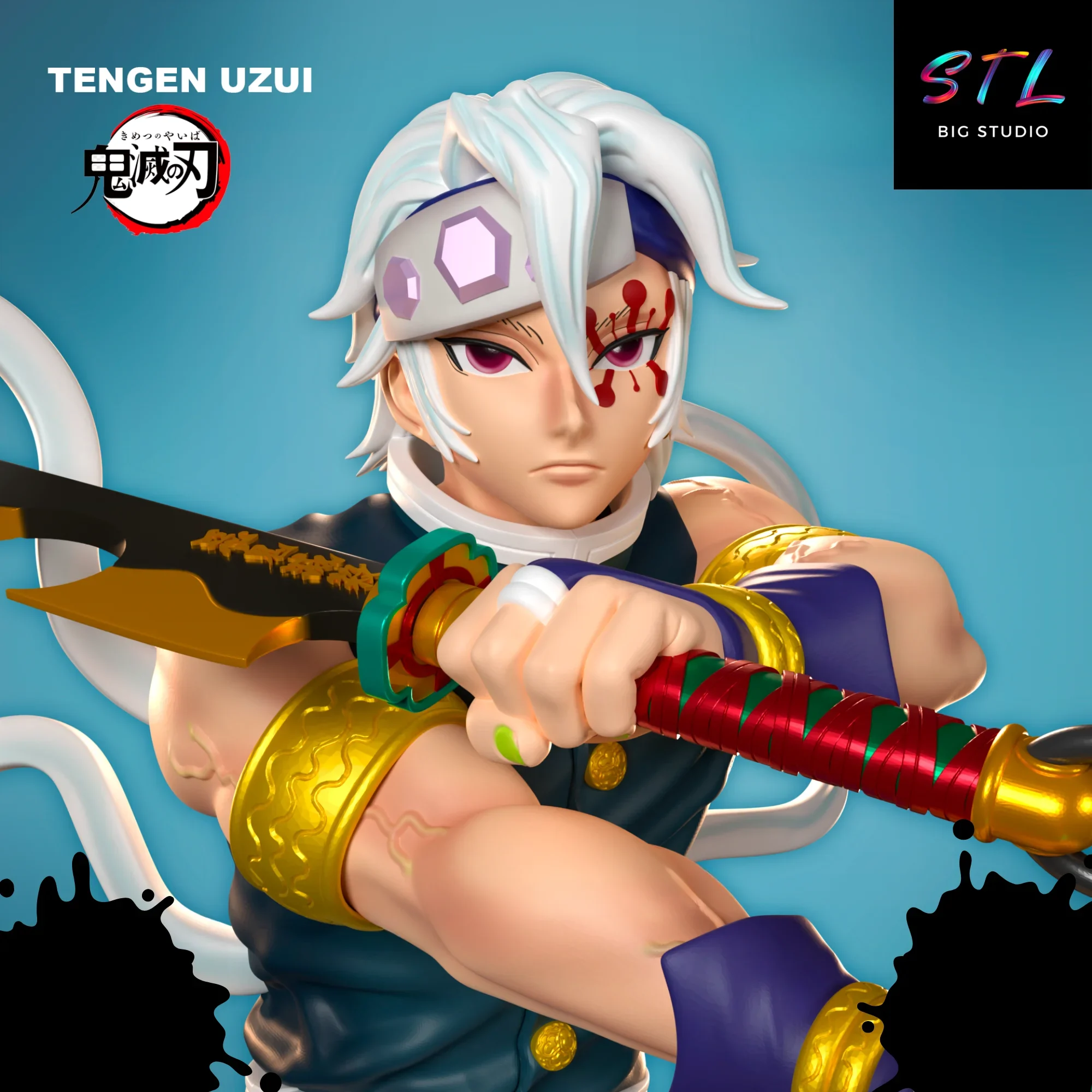 demon slayer stl tengen uzui pilar del sonido figura impresion 3d demon slayer stl tengen uzui pilar del sonido figura impresion 3d