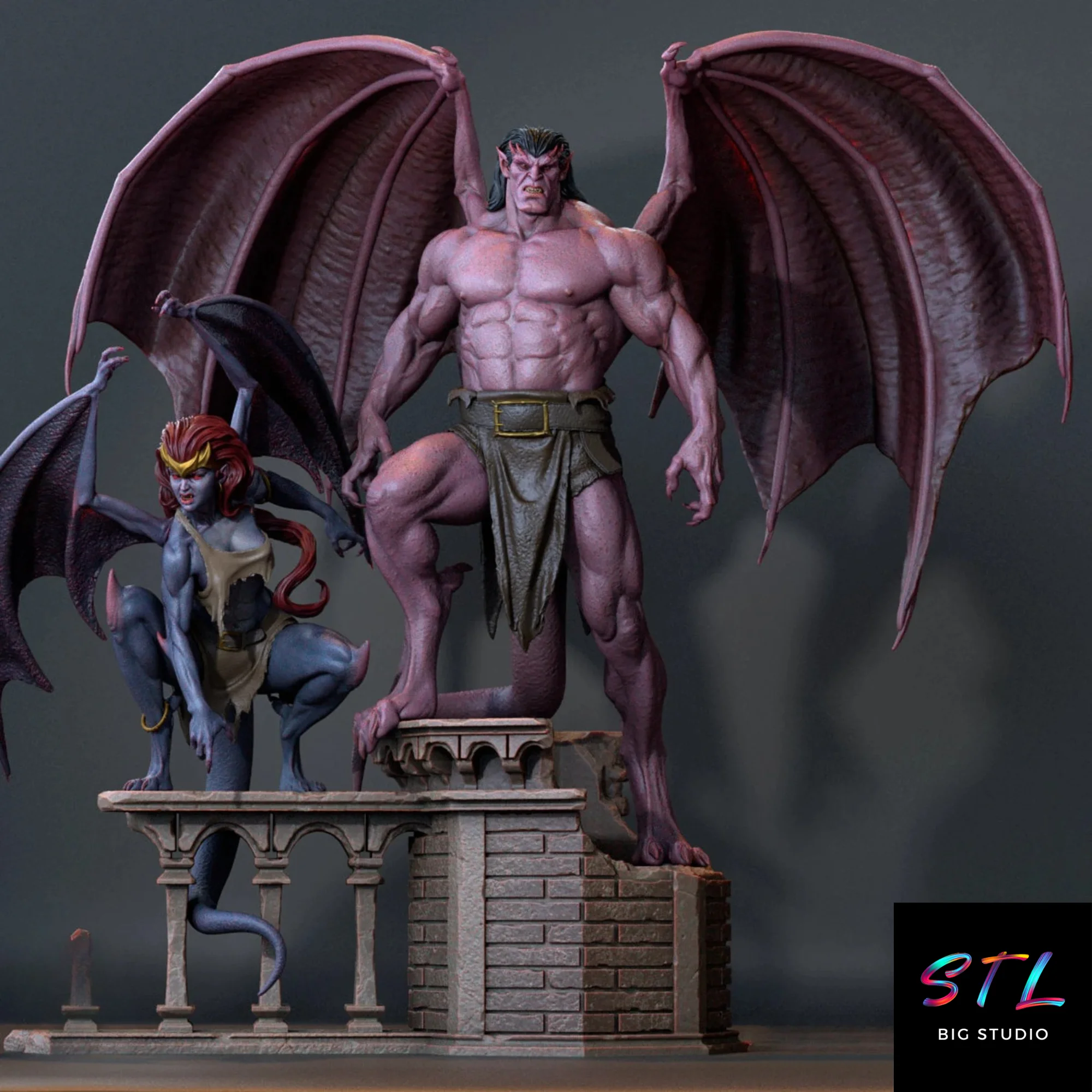 demona y goliath stl gargoyles para impresion 3d