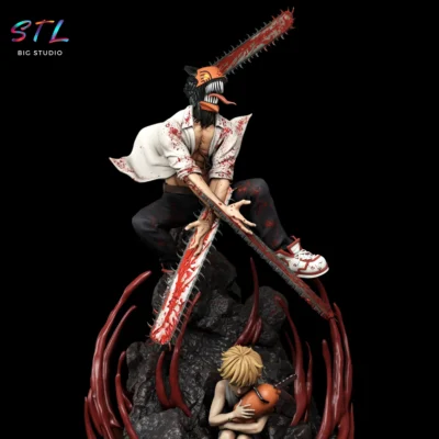 denji x pochita stl impresion 3d figura chainsaw man