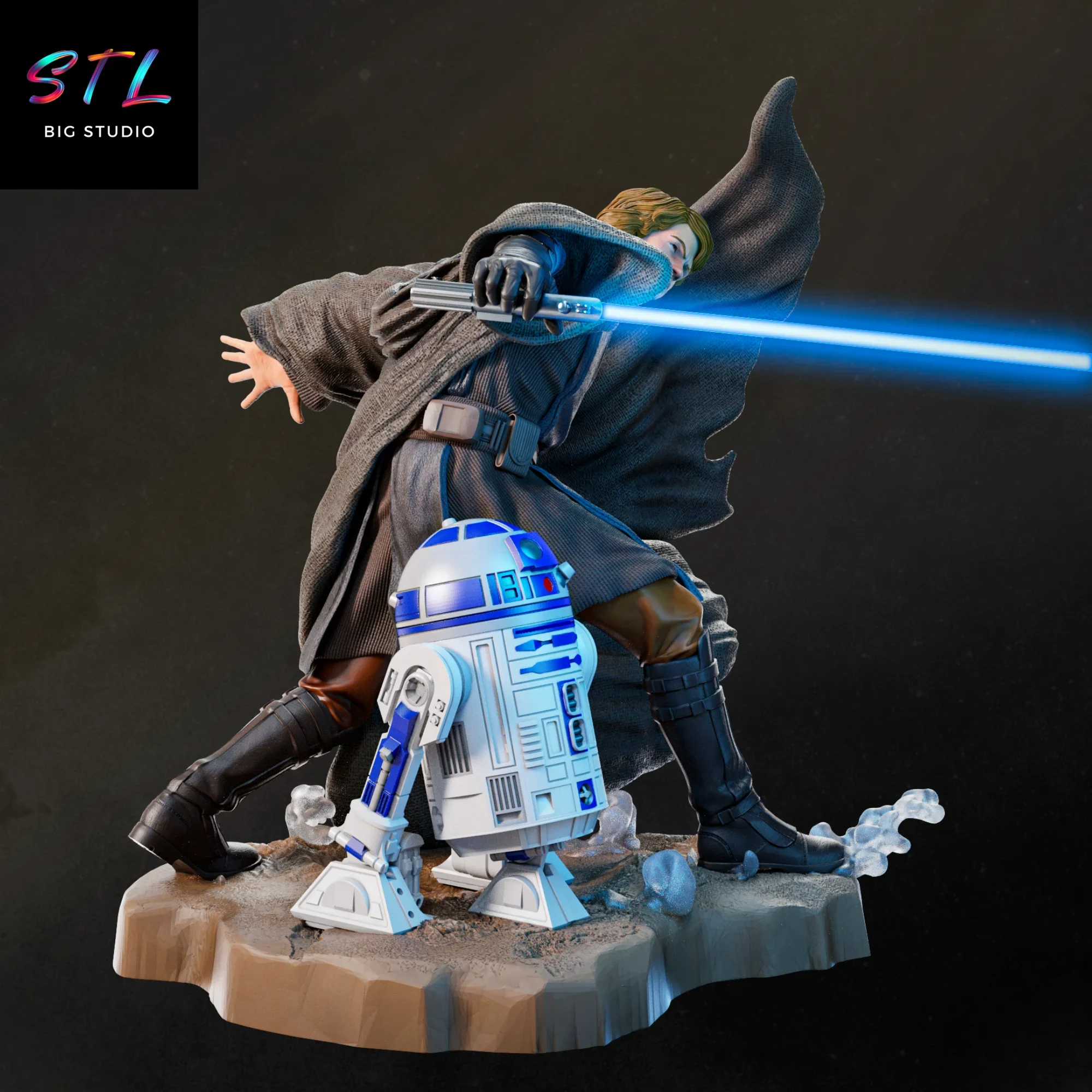 diorama anakin skywalker y r2-d2 stl impresion 3d star wars diorama anakin skywalker y r2-d2 stl impresion 3d star wars