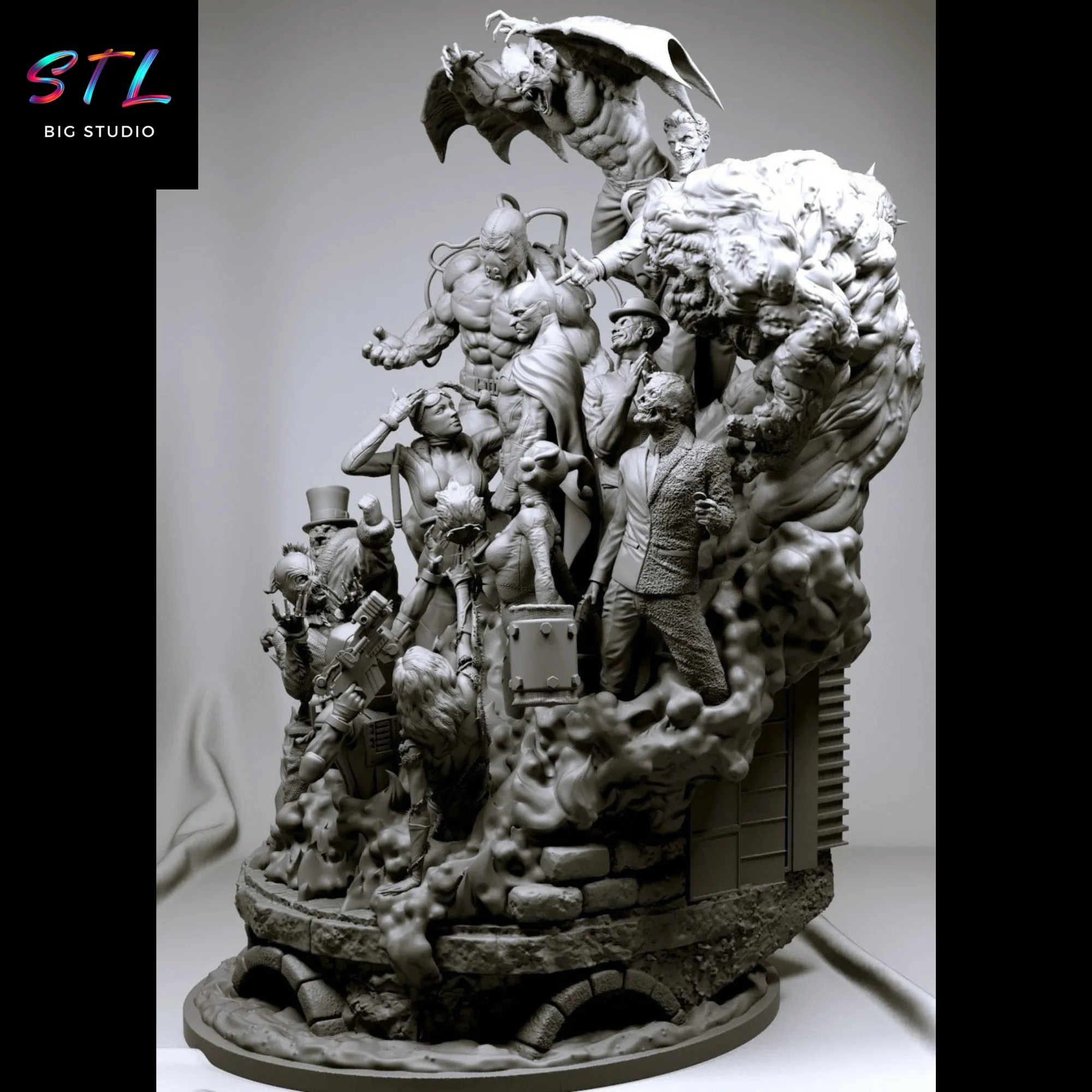 diorama batman stl figura con enemigos impresion 3d diorama batman stl figura con enemigos impresion 3d