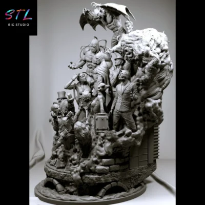 diorama batman stl figura con enemigos impresion 3d
