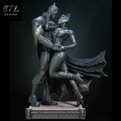 diorama batman y catwoman stl dc para impresion 3d