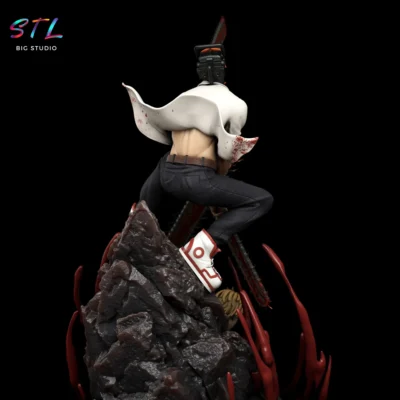 diorama chainsaw man stl denji y pochita impresion 3d