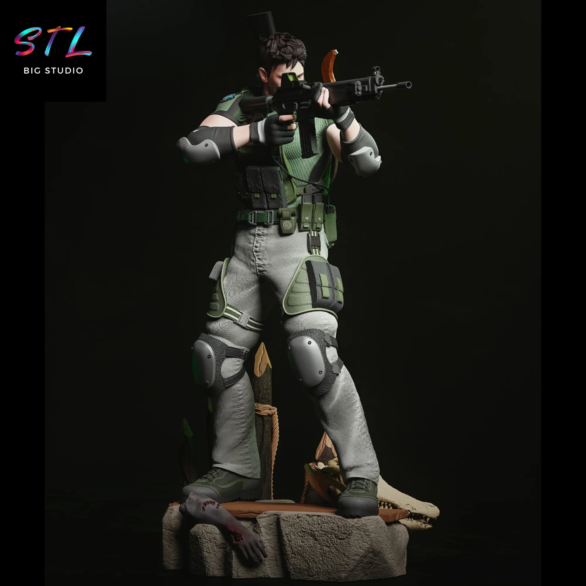 diorama chris redfield stl resident evil para impresion 3d diorama chris redfield stl resident evil para impresion 3d