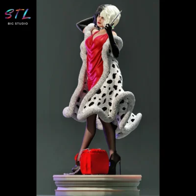 diorama cruella de vil stl 101 dalmatas figura disney para impresion 3d