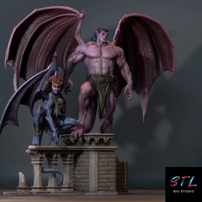 diorama demona y goliath stl impresion 3d figura gargoyles
