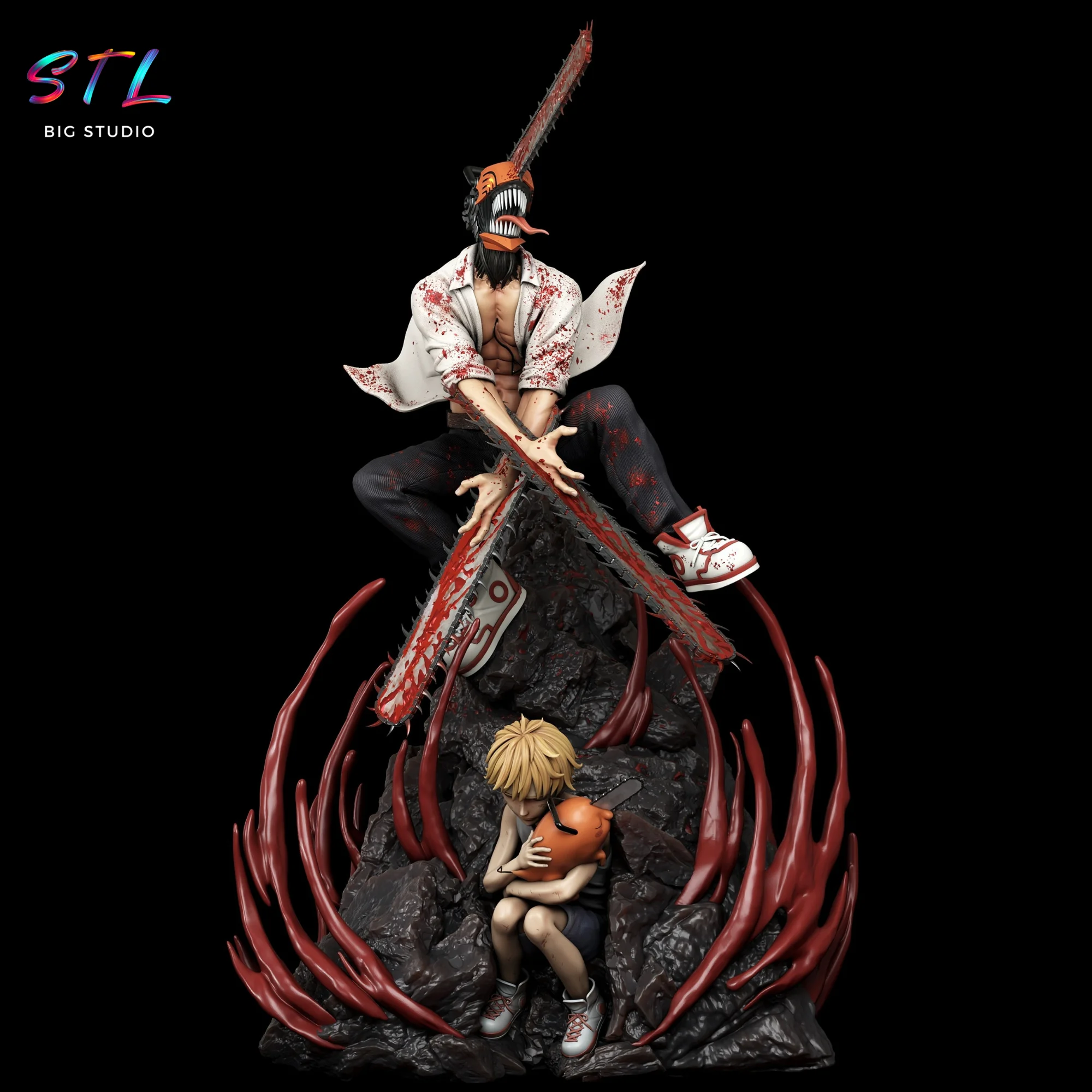 diorama denji y pochita stl chainsaw man impresion 3d