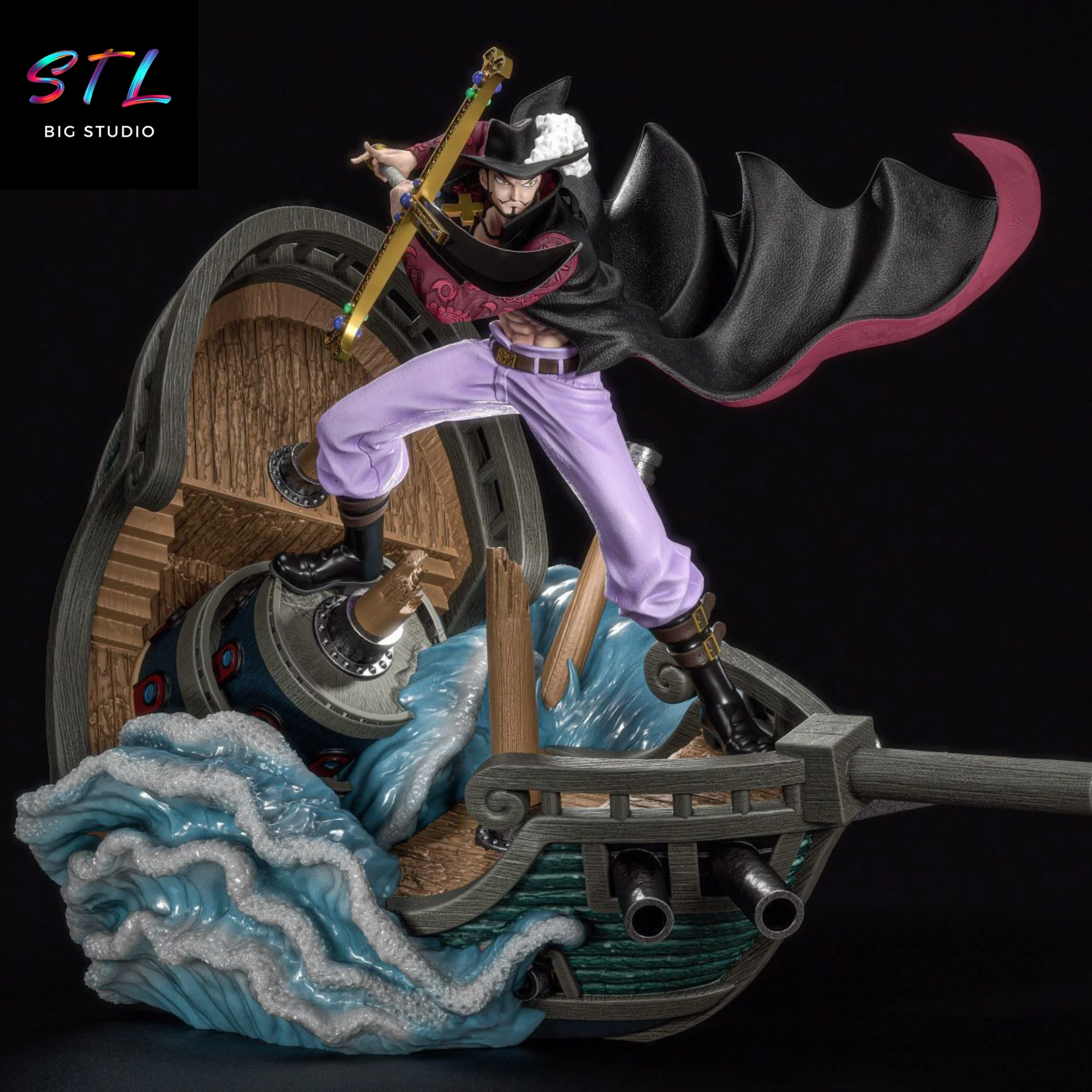 diorama dracule mihawk stl one piece impresion 3d