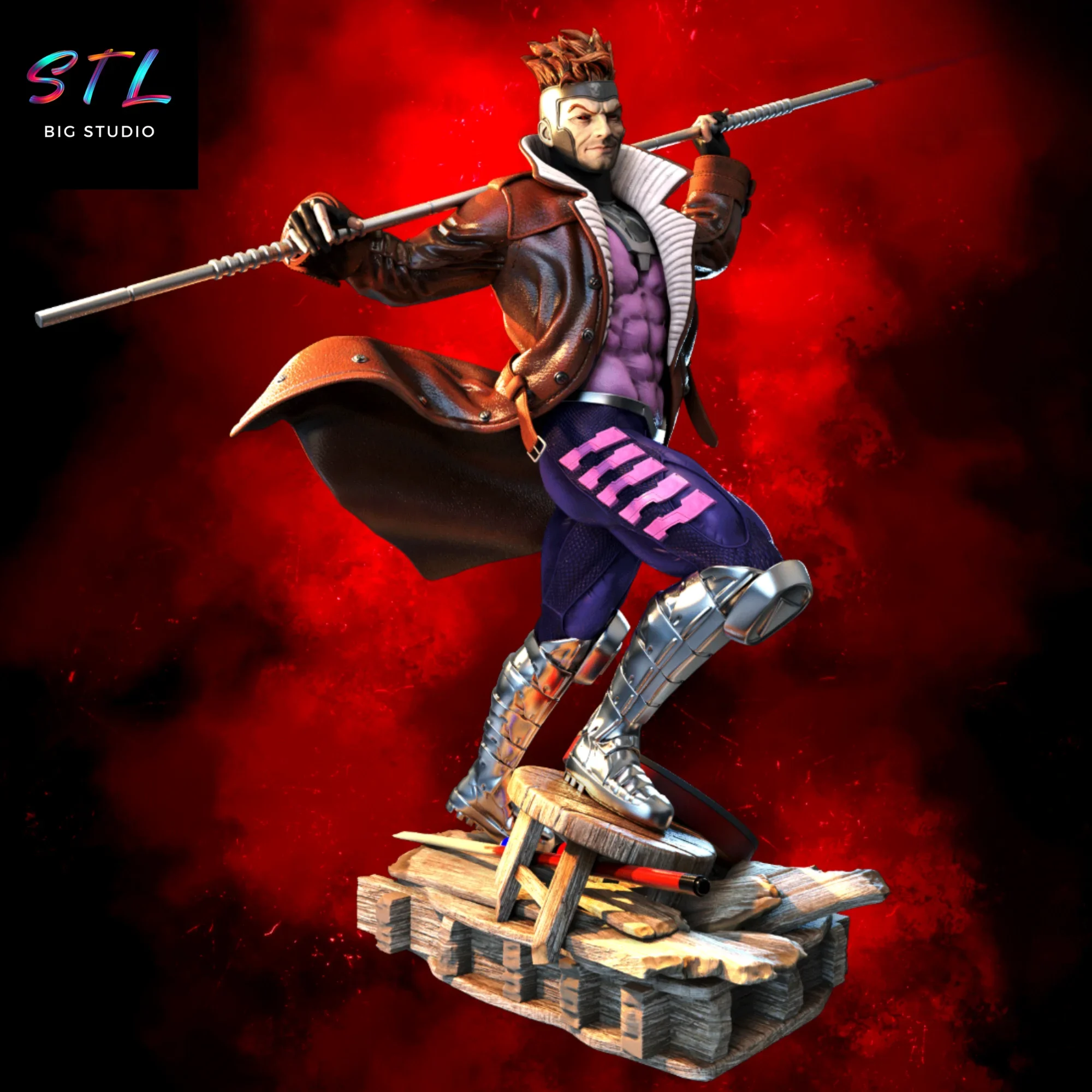 diorama gambit stl marvel impresion 3d figura x-men diorama gambit stl marvel impresion 3d figura x-men