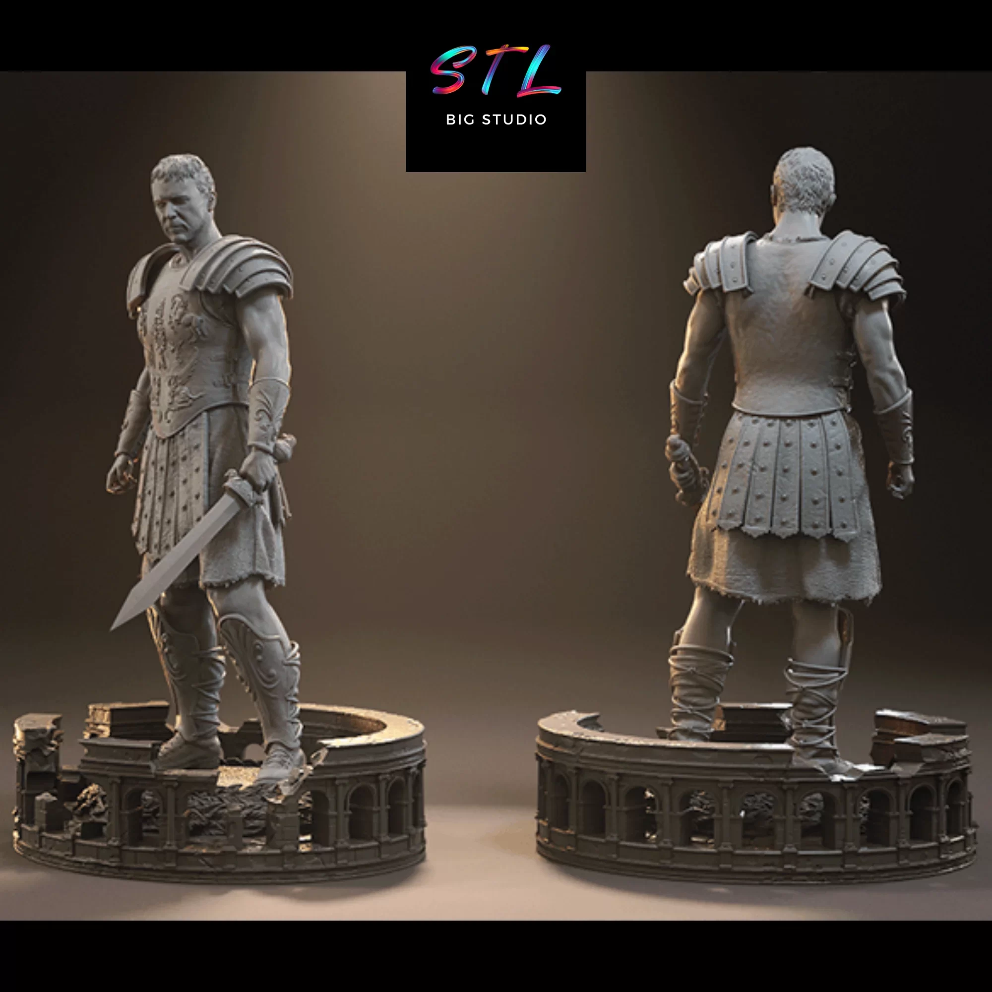 diorama gladiator stl russell crowe impresion 3d maximus