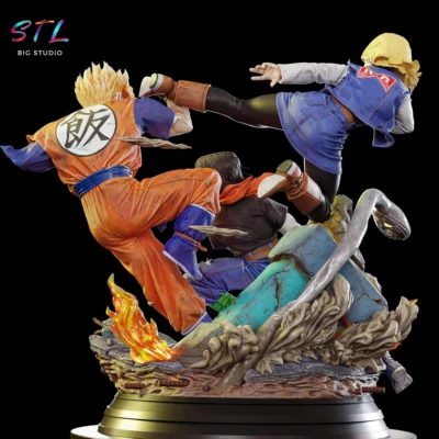 diorama gohan del futuro vs androides stl dragon ball impresion 3d