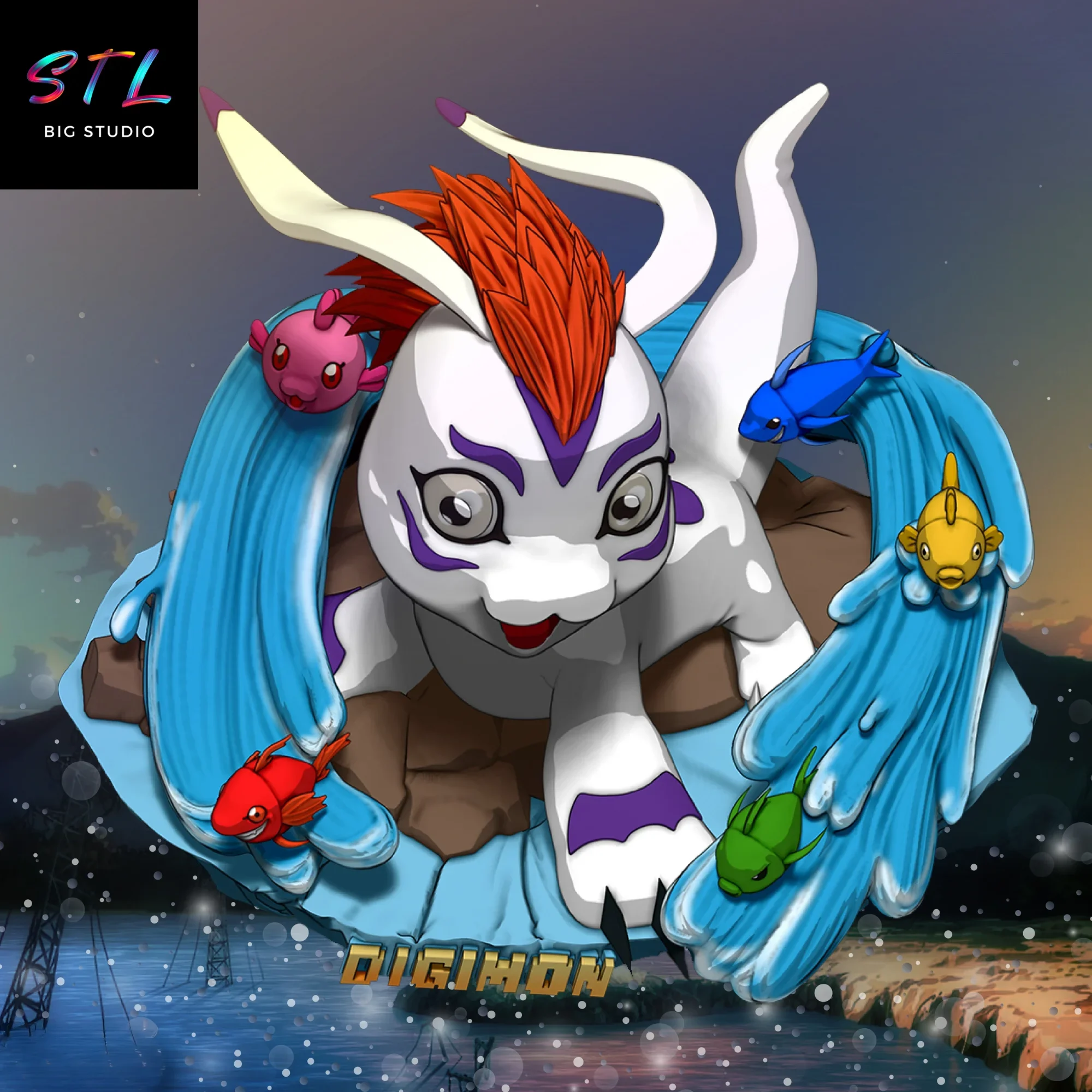 diorama gomamon stl digimon para impresion 3d diorama gomamon stl digimon para impresion 3d
