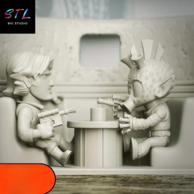diorama han solo vs greedo stl chibi star wars impresion 3d