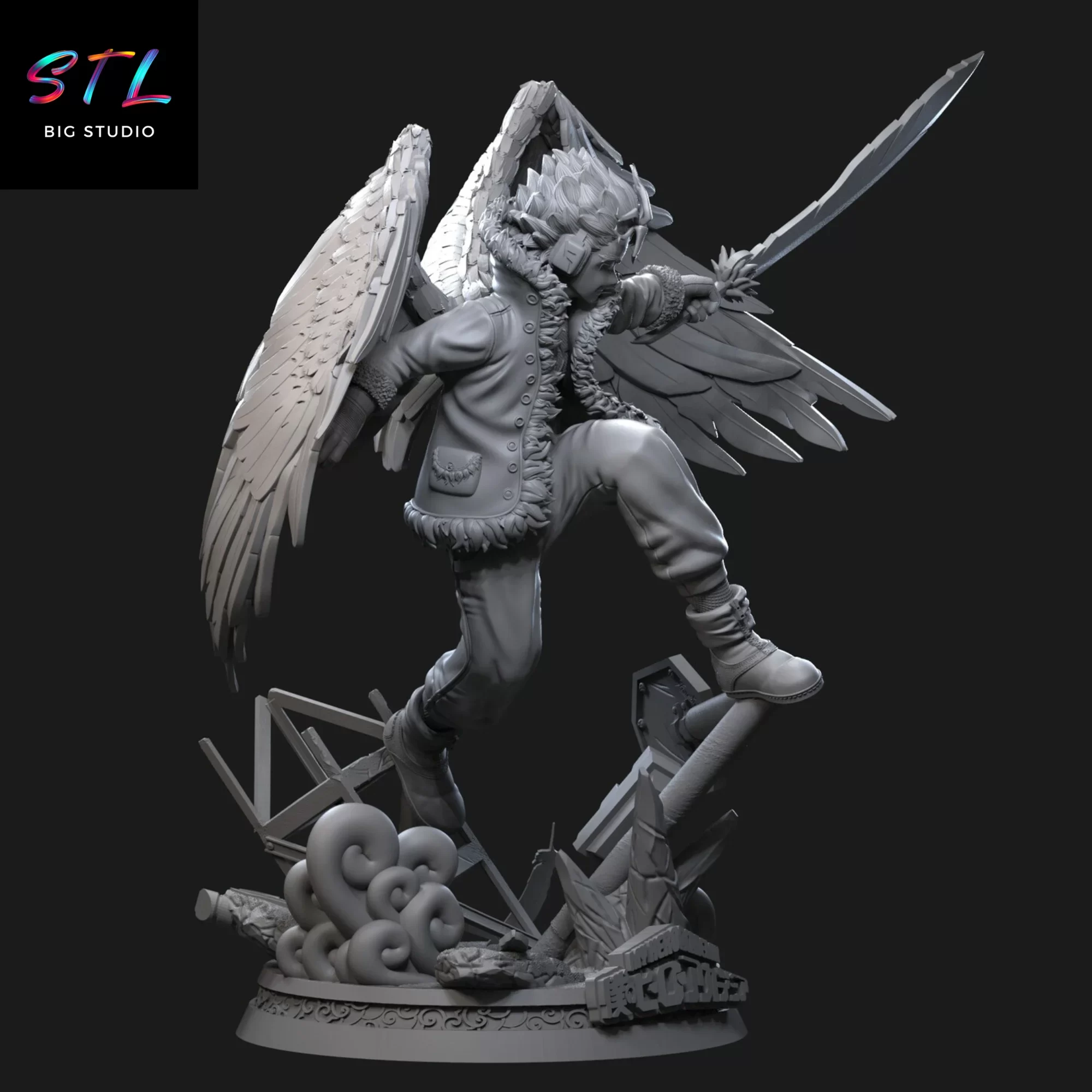 diorama hawks stl impresion 3d my hero academia diorama hawks stl impresion 3d my hero academia