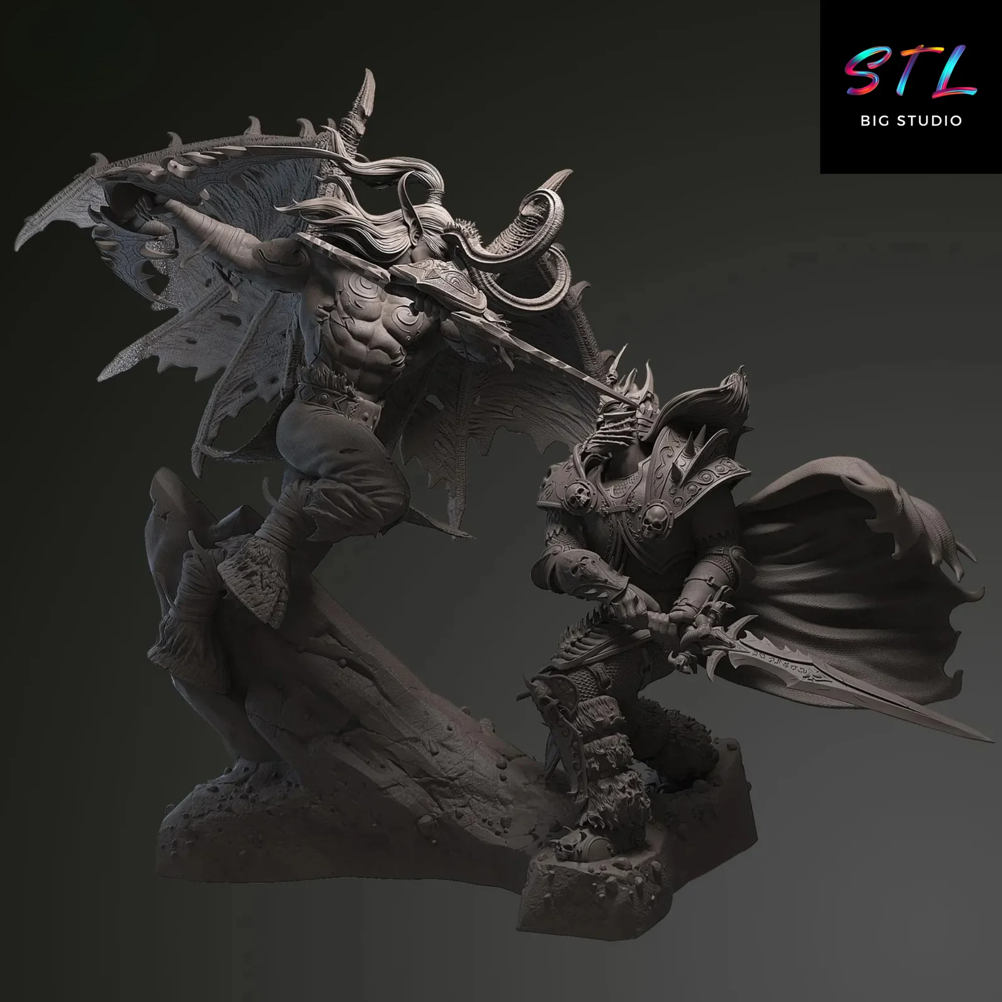 diorama illidan vs arthas stl wow figura para impresion 3d diorama illidan vs arthas stl wow figura para impresion 3d