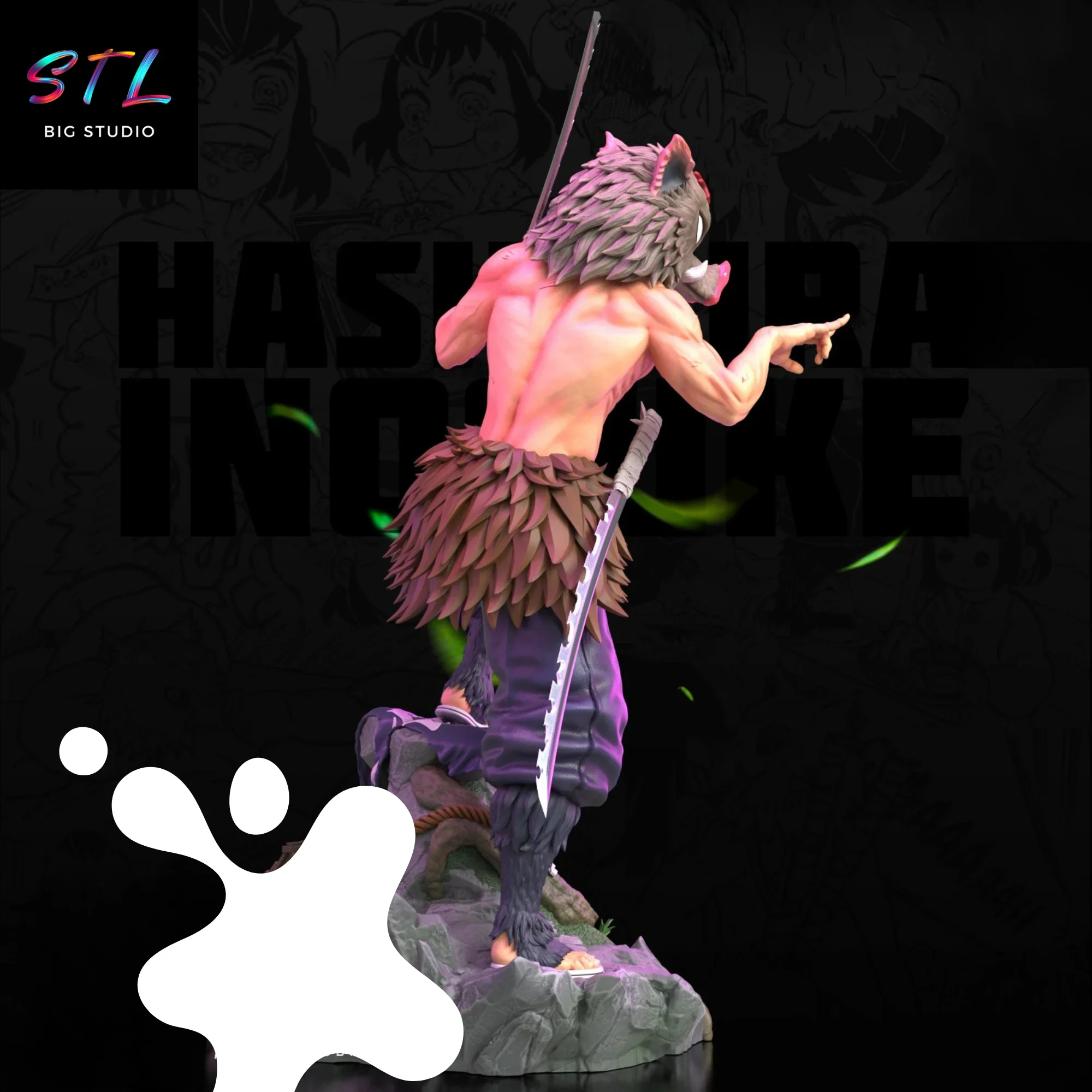 diorama inosuke hashibira stl demon slayer figura para impresion 3d diorama inosuke hashibira stl demon slayer figura para impresion 3d