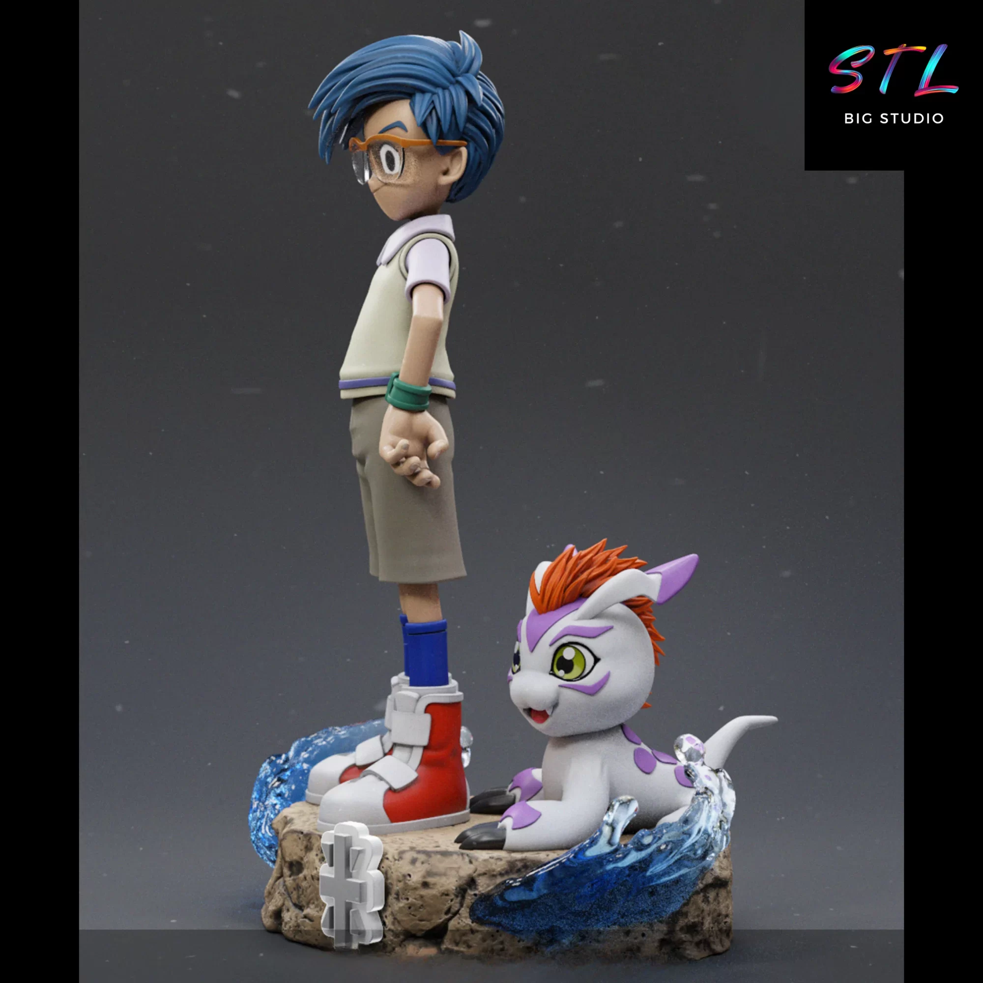 diorama joe kido y gomamon stl digimon impresion 3d diorama joe kido y gomamon stl digimon impresion 3d