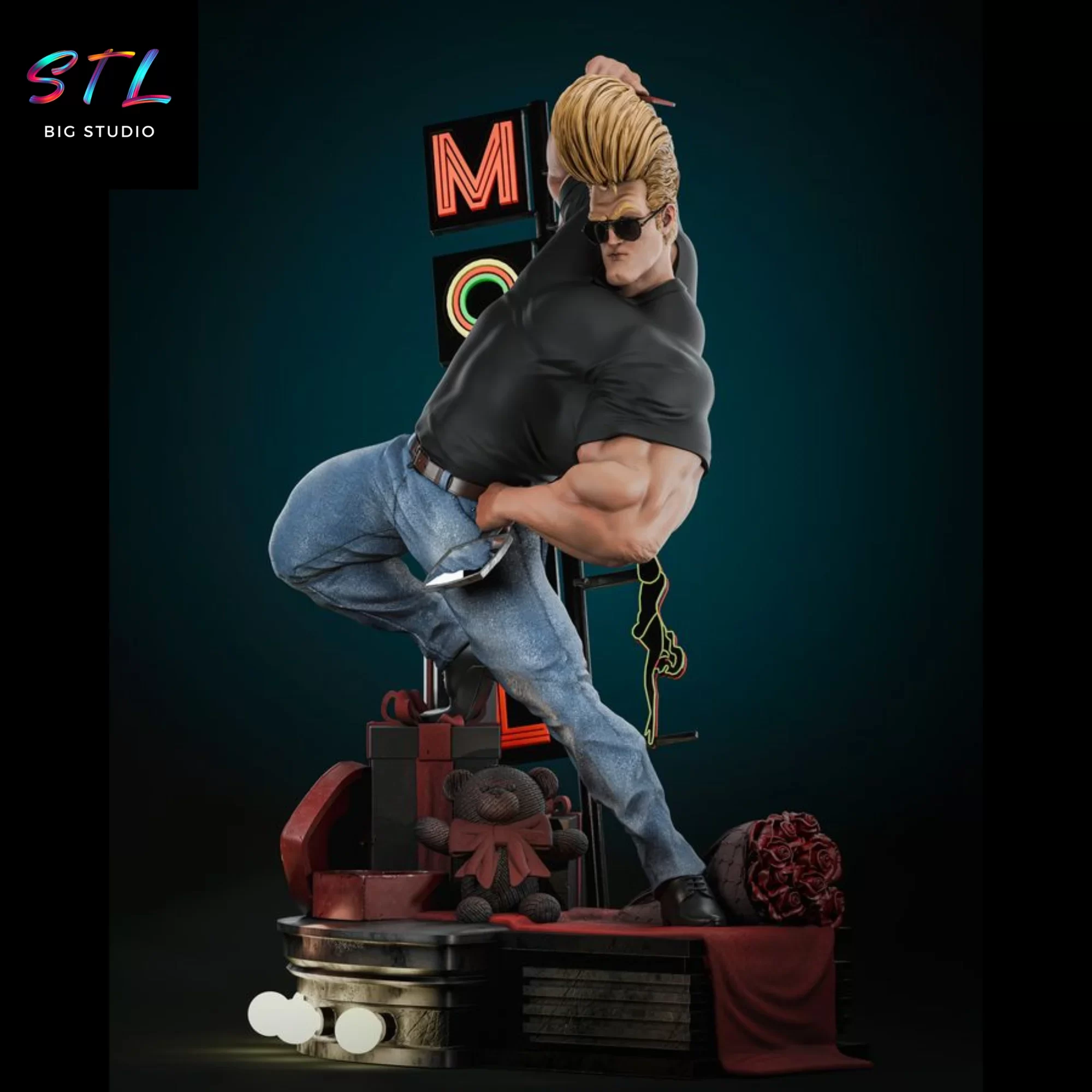 diorama johnny bravo stl cartoon 3d diorama johnny bravo stl cartoon 3d