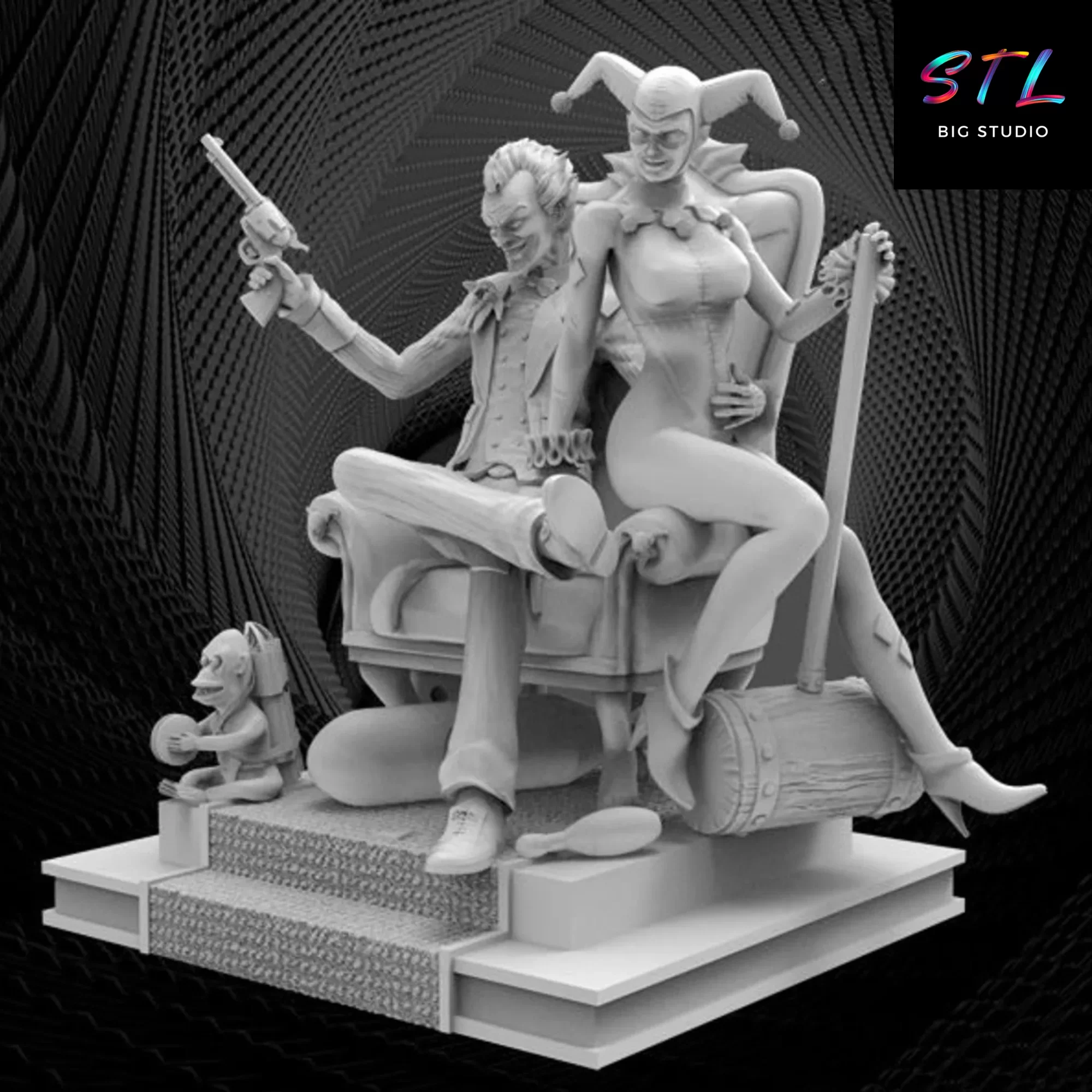diorama joker y herley quinn stl impresion 3d diorama joker y herley quinn stl impresion 3d