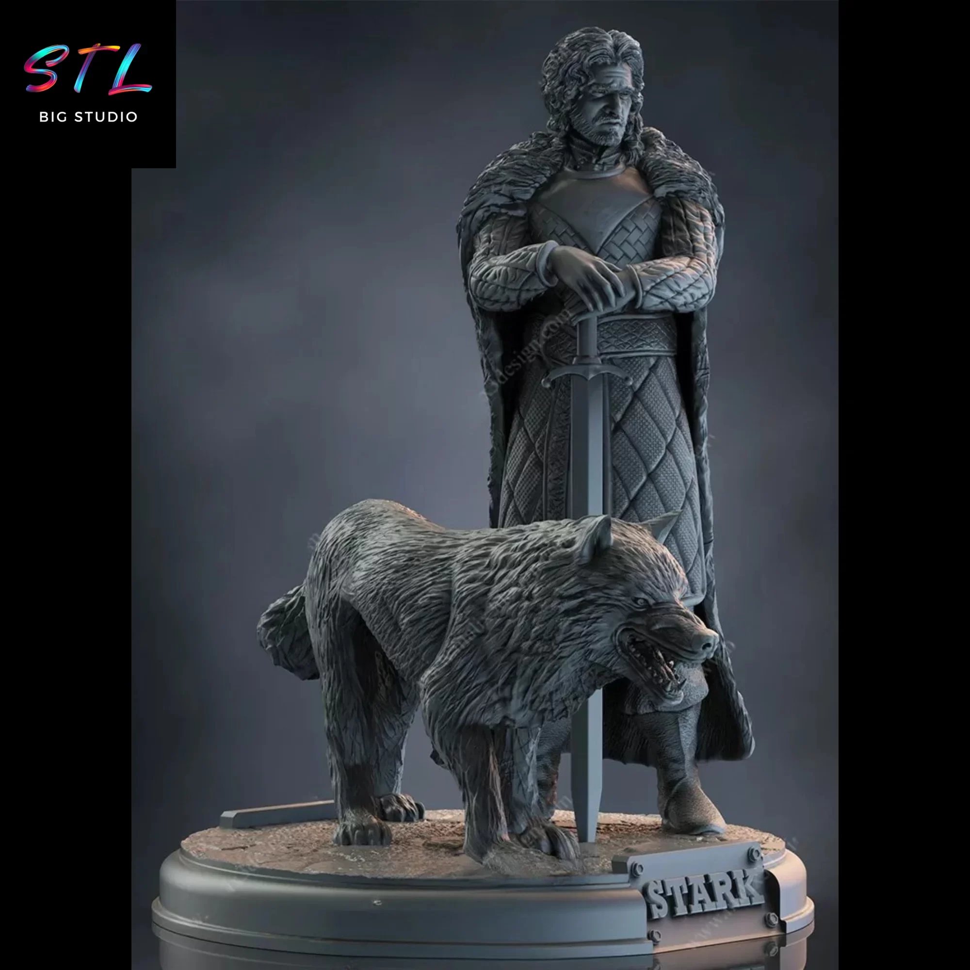 diorama jon snow stl juego de tronos stark impresion 3d