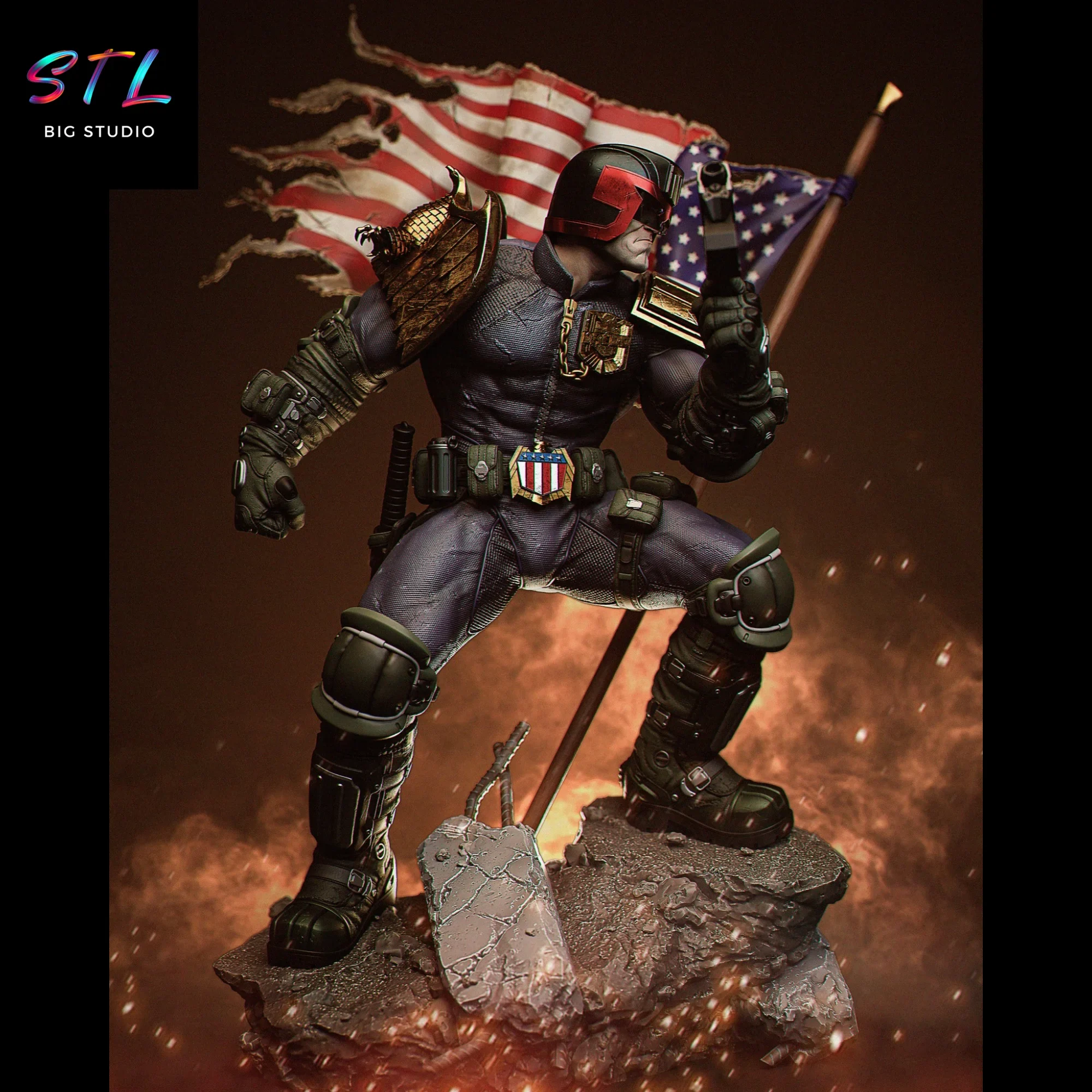 diorama juez dredd stl para impresion 3d diorama juez dredd stl para impresion 3d
