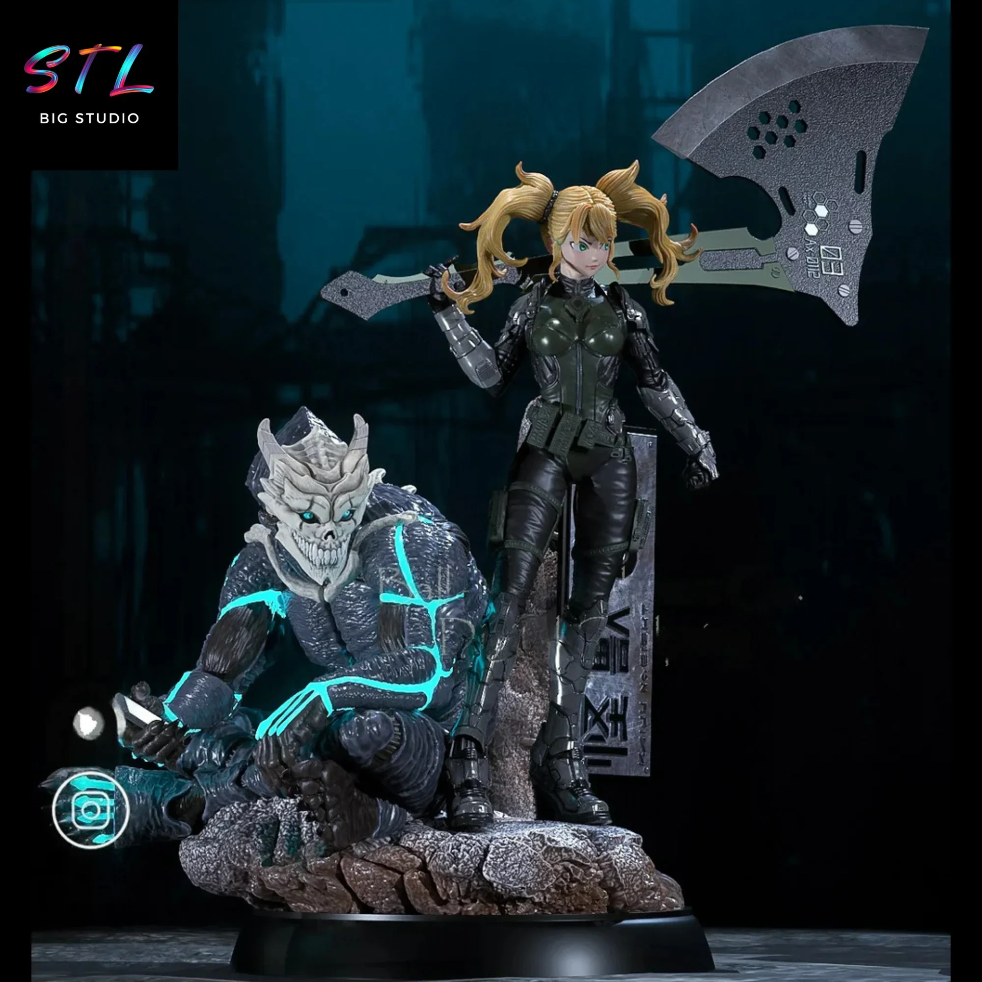 diorama kaiju no 8 stl y kikoru shinomiya kaiju para impresion 3d diorama kaiju no 8 stl y kikoru shinomiya kaiju para impresion 3d