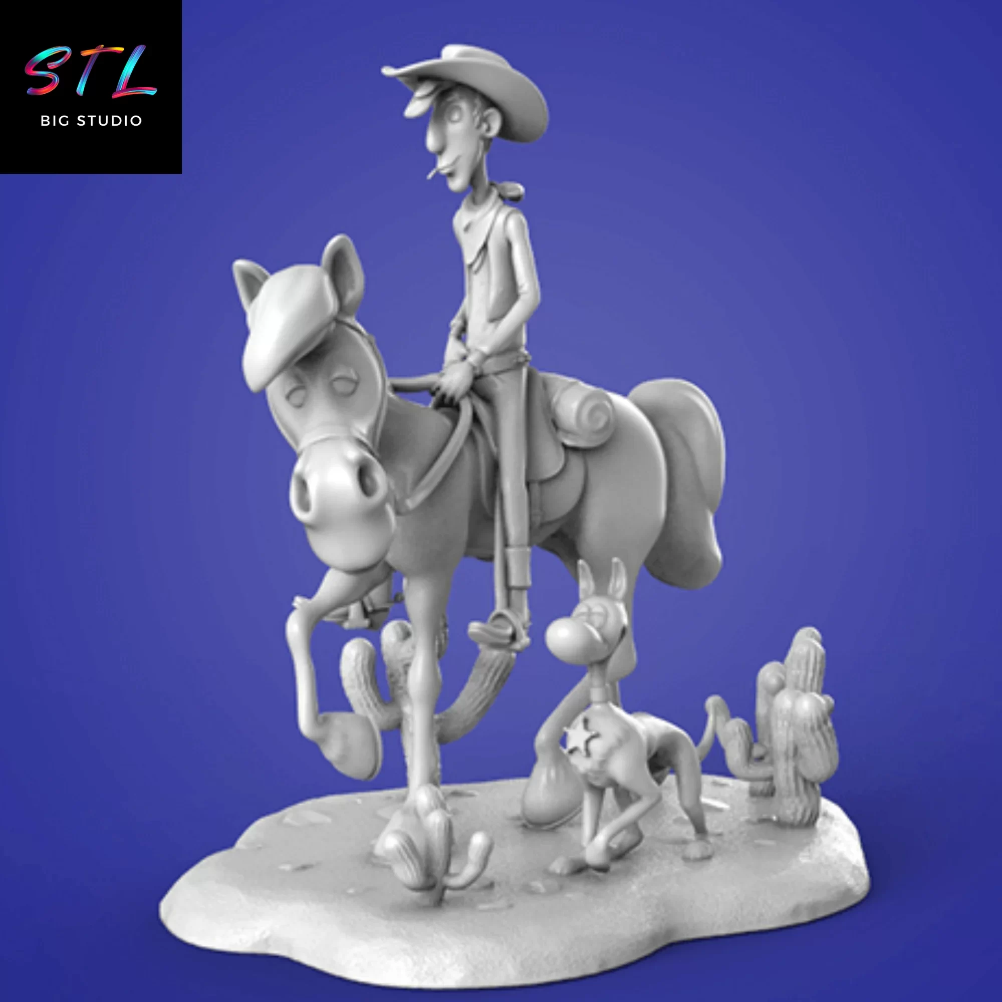 diorama lucky luke stl impresion 3d diorama lucky luke stl impresion 3d