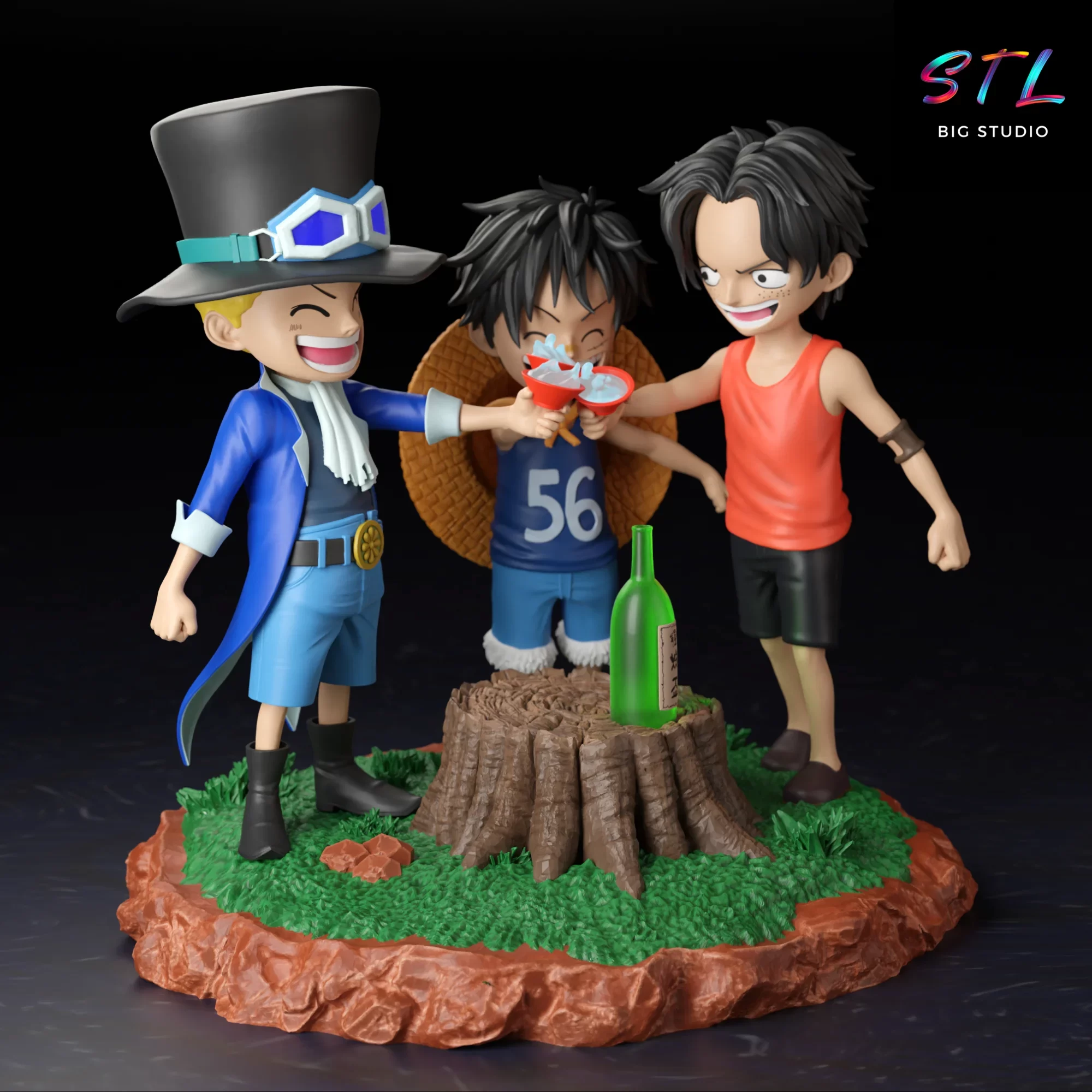 diorama luffy ace sabo niños stl impresion 3d one piece diorama luffy ace sabo niños stl impresion 3d one piece