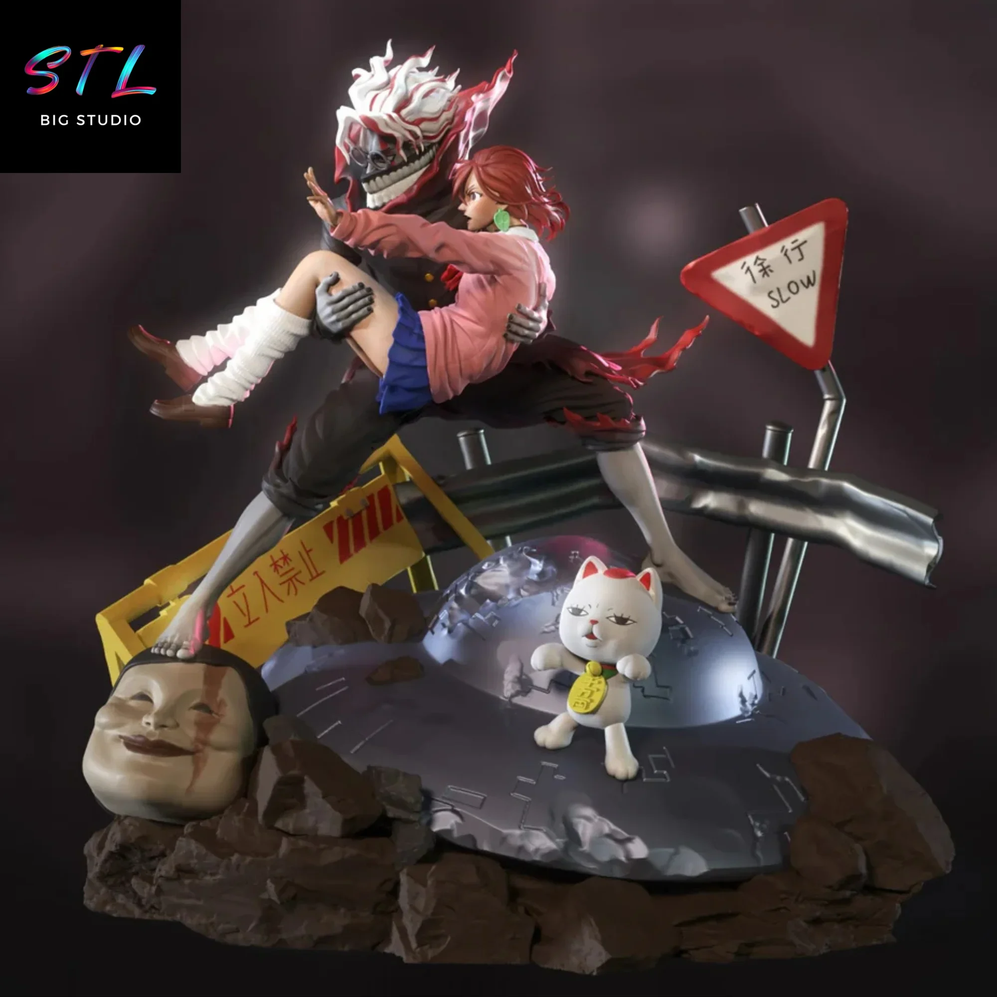 diorama momo ayase y okarun stl impresion 3d dan da dan