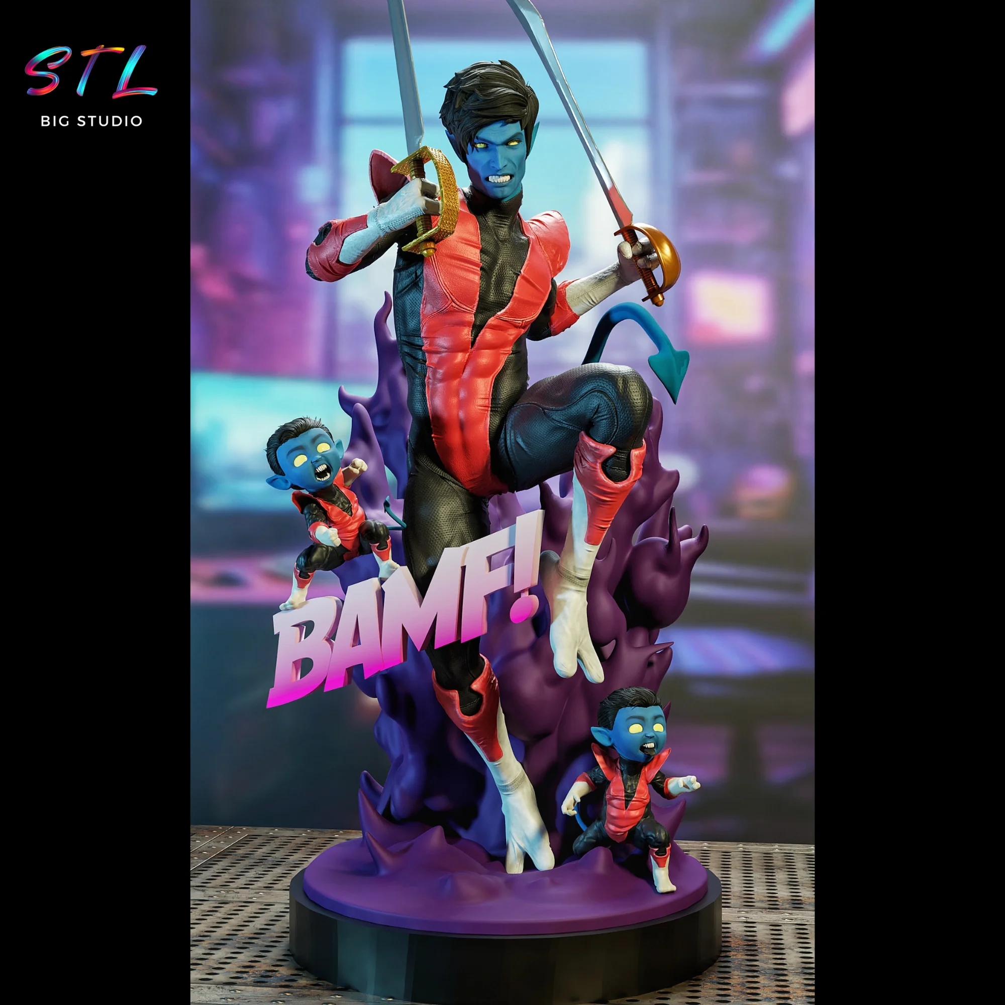 diorama nightcrawler stl xmen marvel impresion 3d