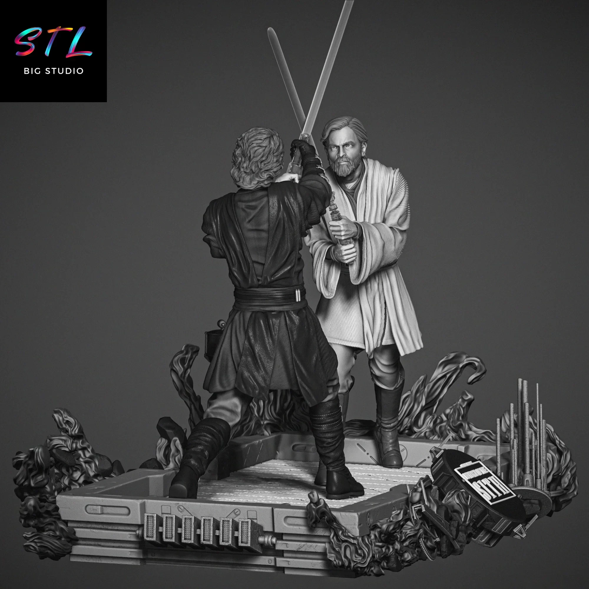 diorama obi wan vs anakin stl star wars impresion 3d diorama obi wan vs anakin stl star wars impresion 3d