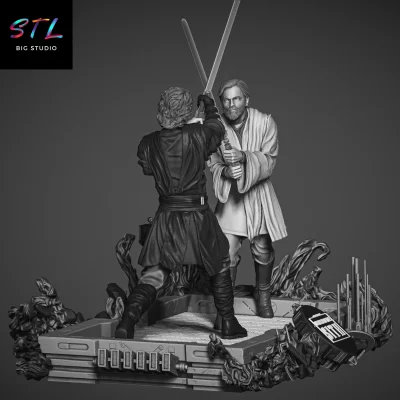 diorama obi wan vs anakin stl star wars impresion 3d