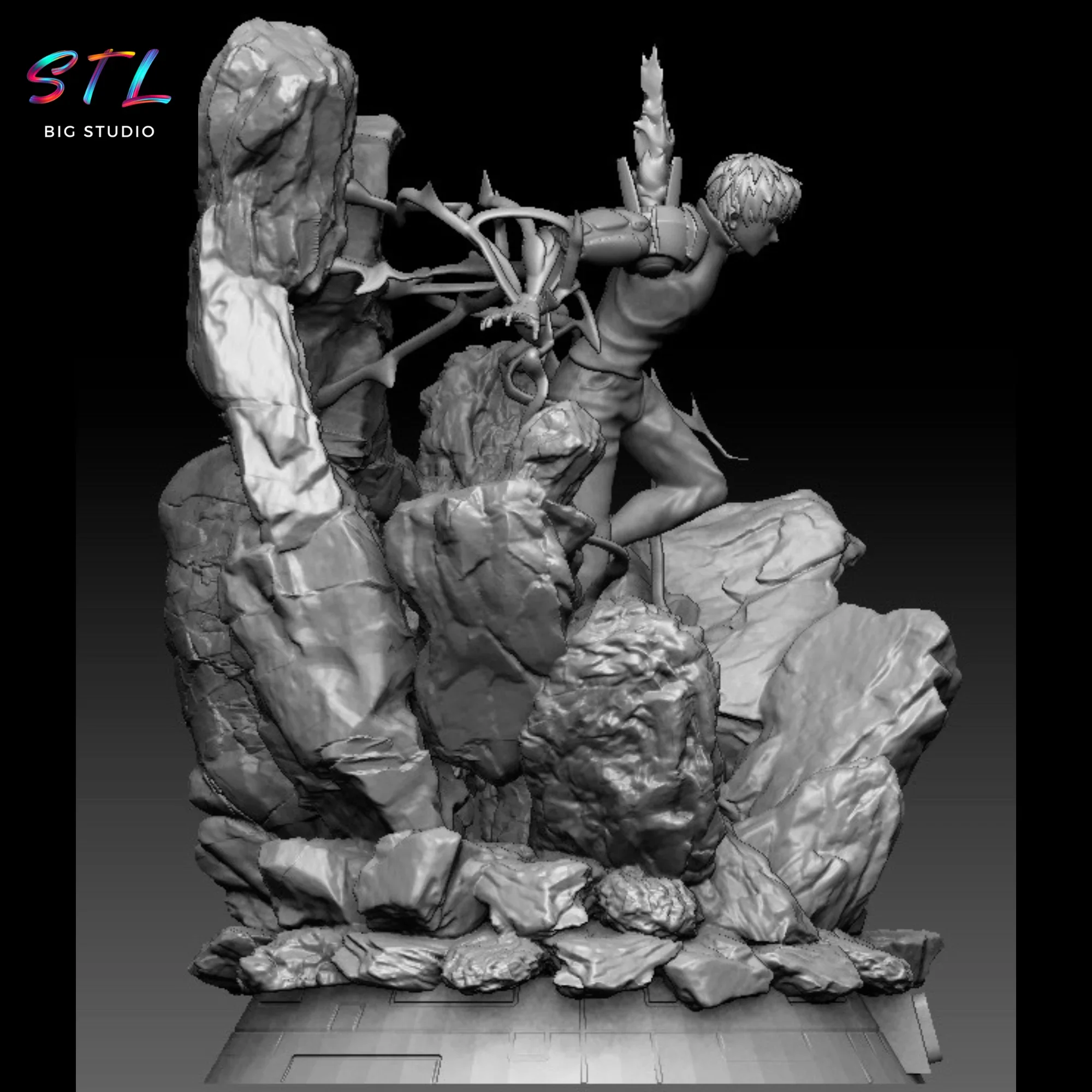 diorama one punch man stl genos impresion 3d diorama one punch man stl genos impresion 3d