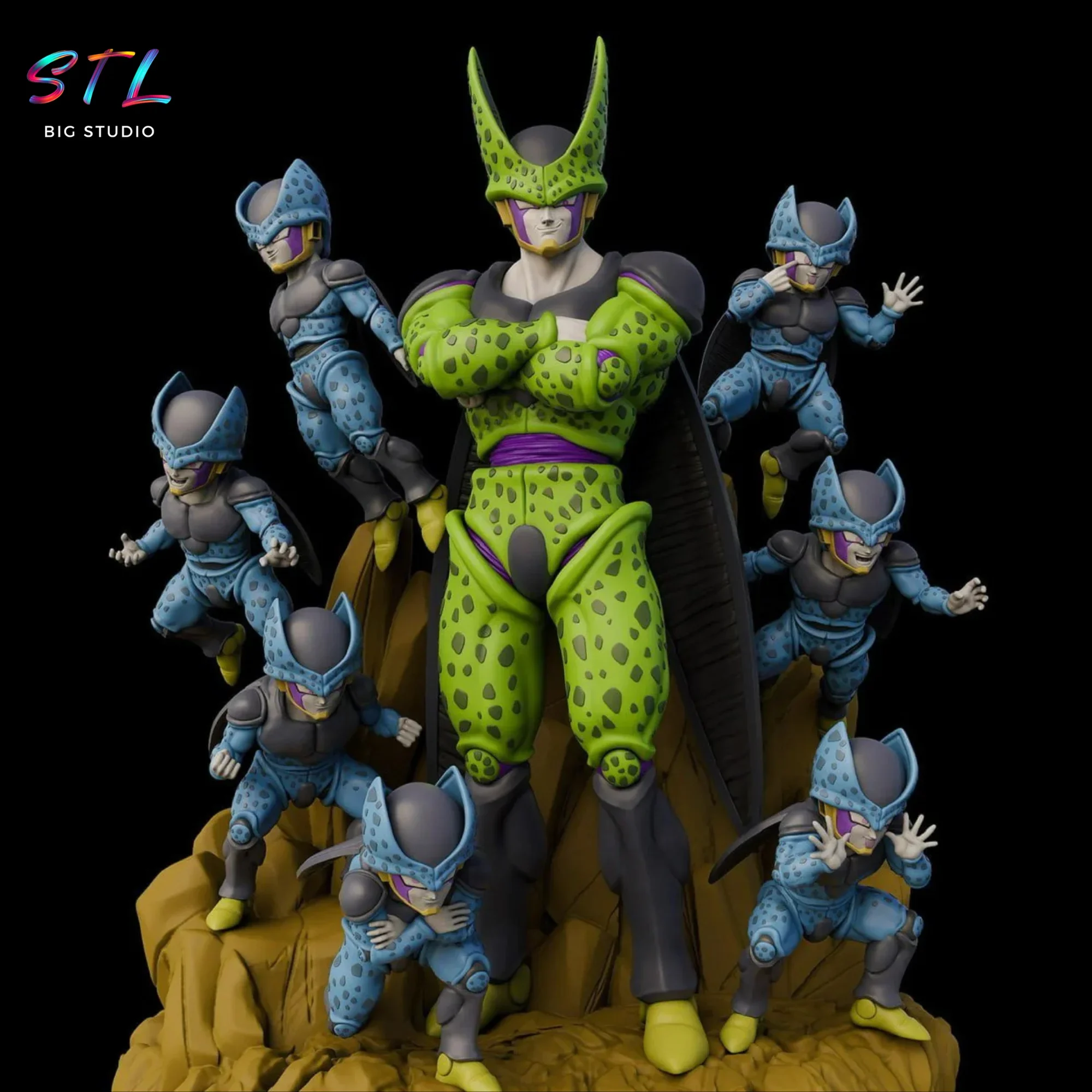 diorama perfect cell y juniors stl impresion 3d draogn ball