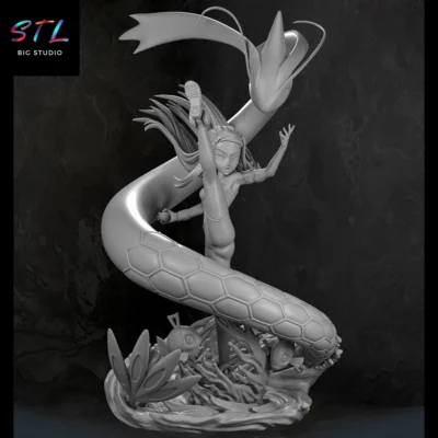 diorama pokemon stl nessa y milotic figura impresion 3d